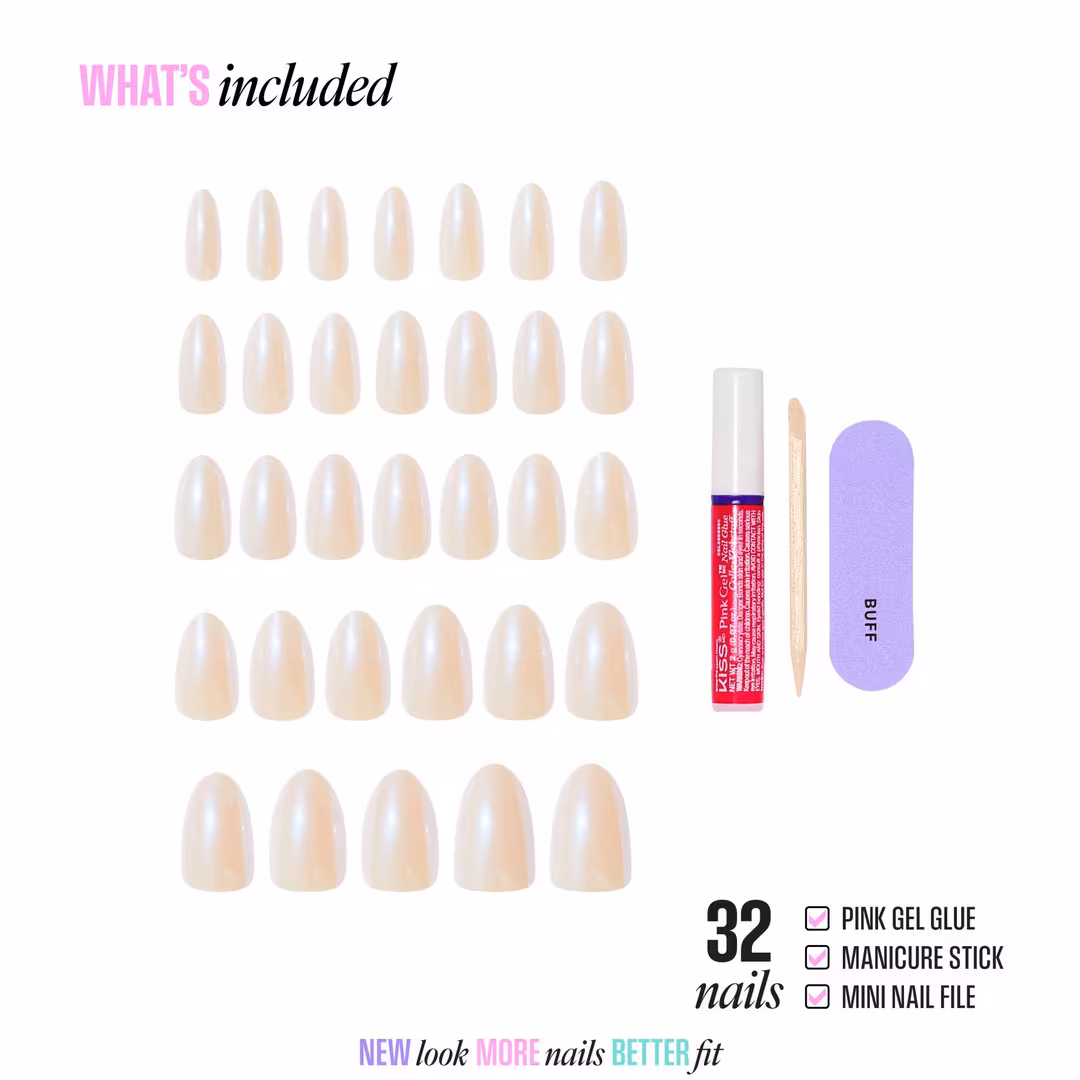Kiss  Glam Embellished Medium Almond Press On Nails, Dive