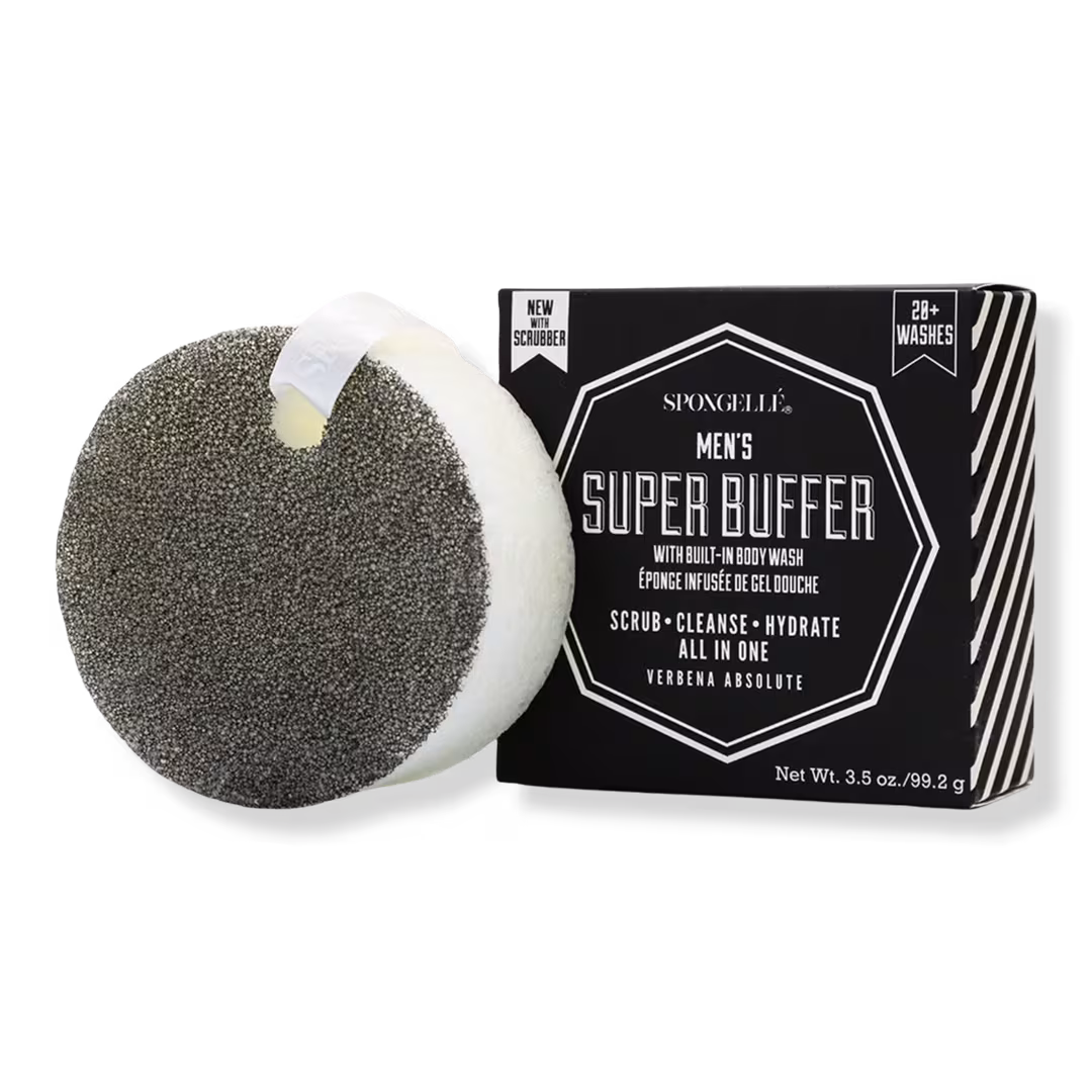 SPONGELLE  Super Buffer Verbena Absolute Men's Body Buffer | Body Wash Infused Buffer