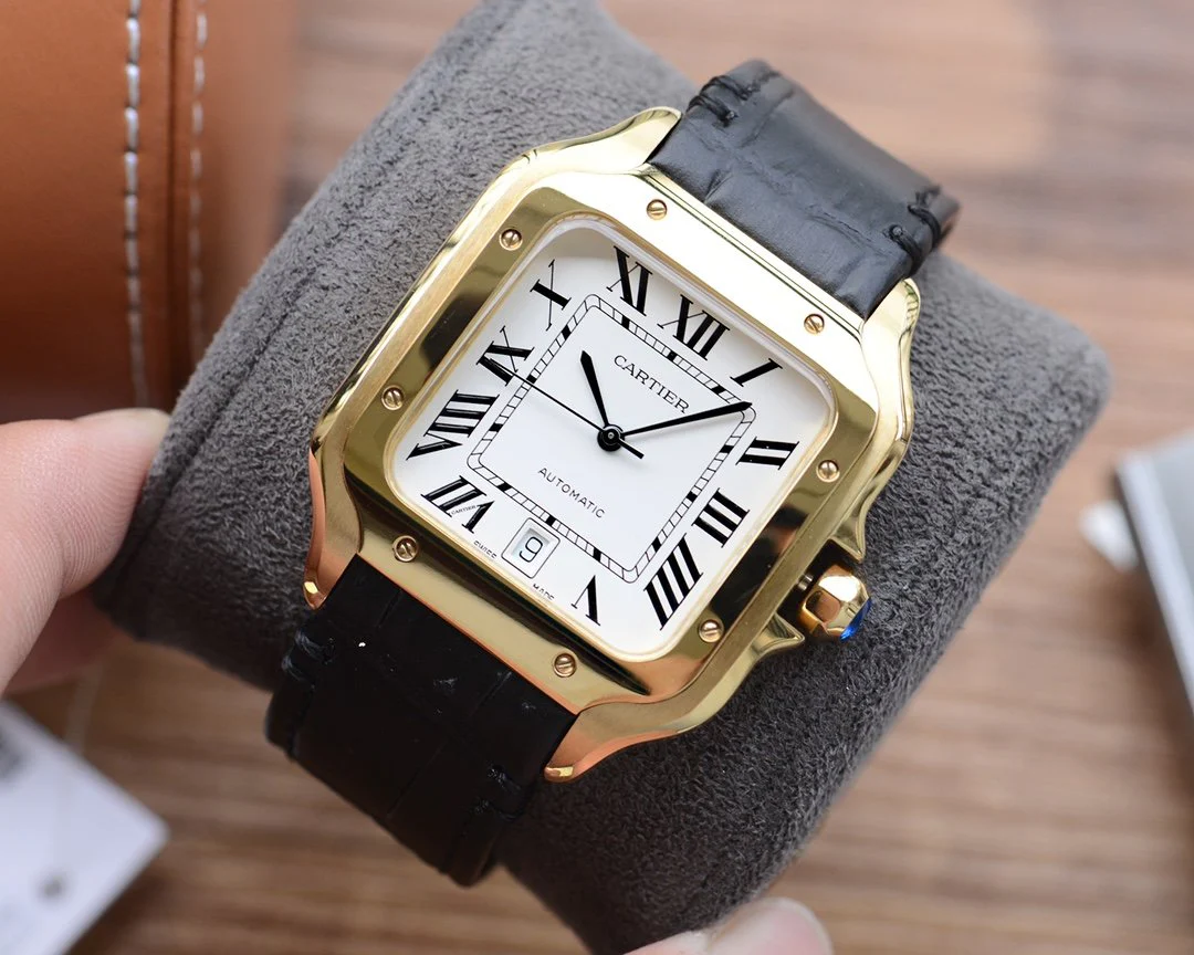 Cartier Watch SANTOS DE CARTIE 39MM GOLD CASE LEATHER STRAP