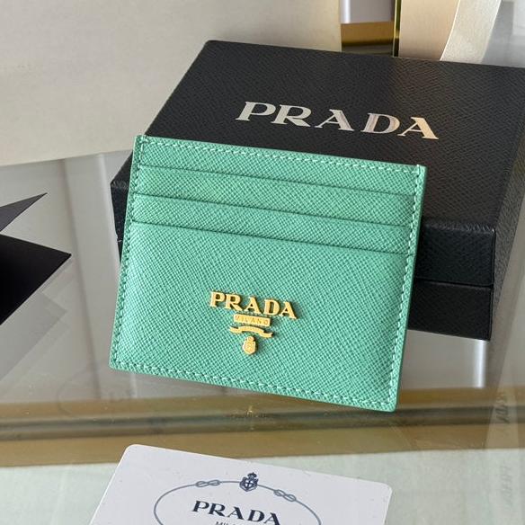 Prada 10 CARD HOLDER IN SEAFOAM GREEN CALFSKIN