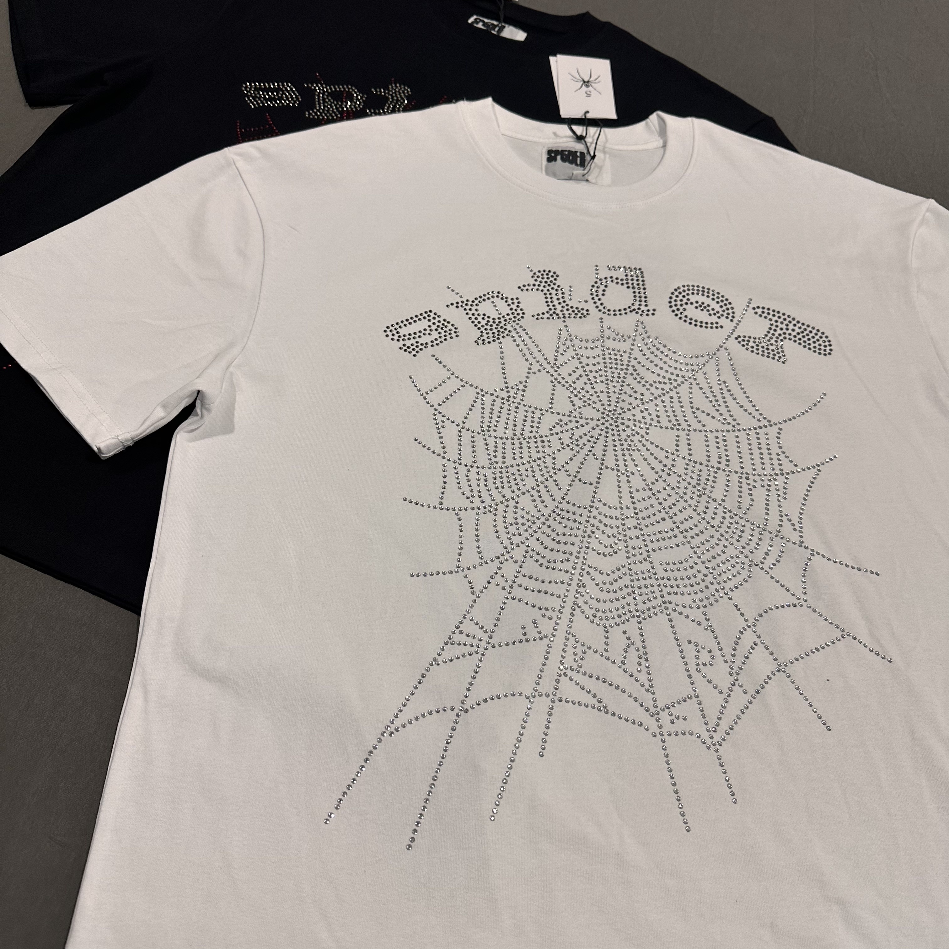 Spider Rhinestone Casual Short-Sleeve