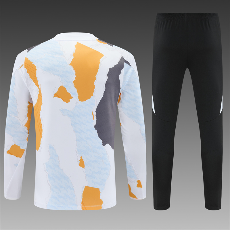 2024/2025 Real Madrid yellow and white adult half-zip training suit (Adult Kit)