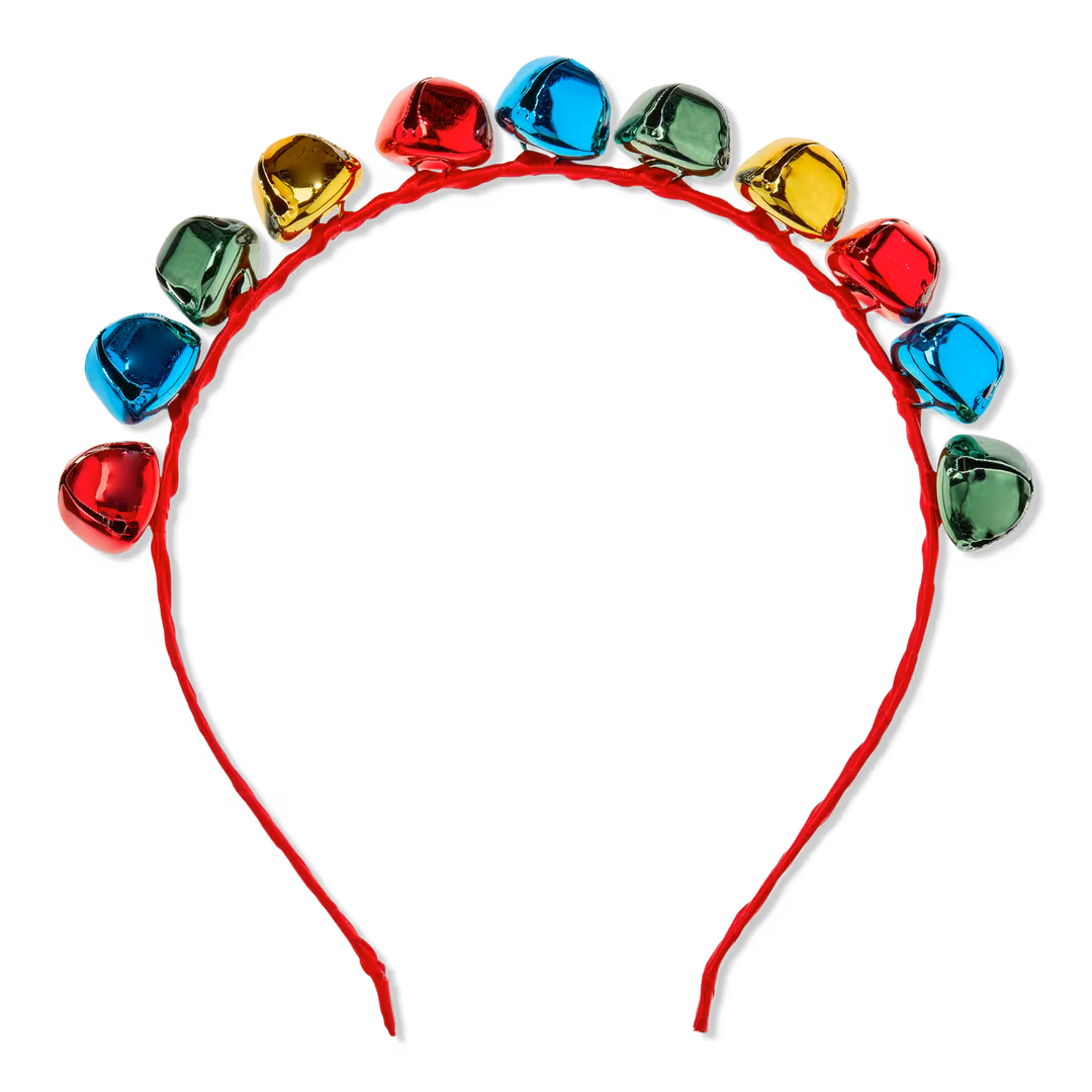 Conair Accessories  Red Fabric-Wrapped Headband with Multi-Color Bells