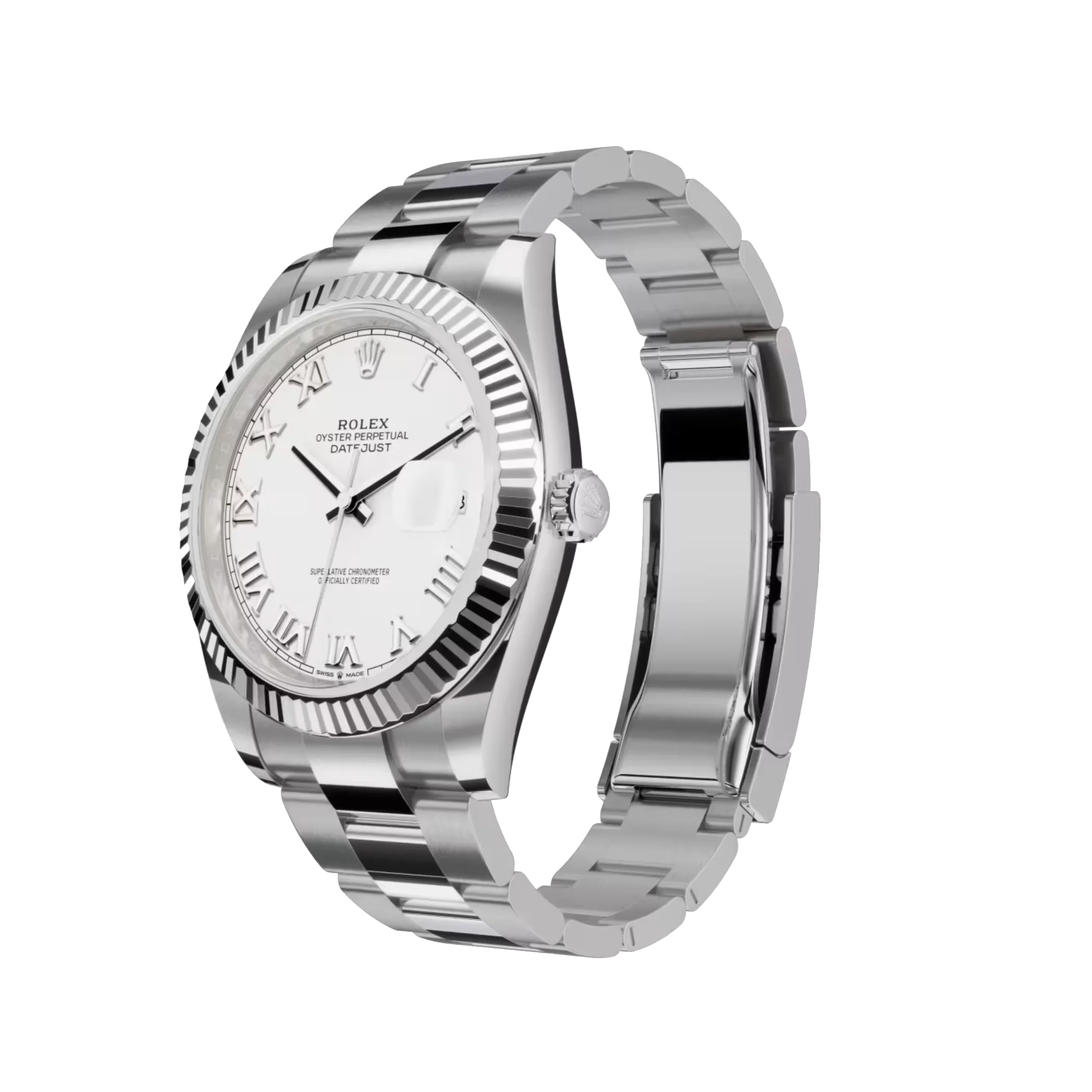Rolex Datejust: Oystersteel and white gold, white dial, Oyster bracelet, m126334-0023