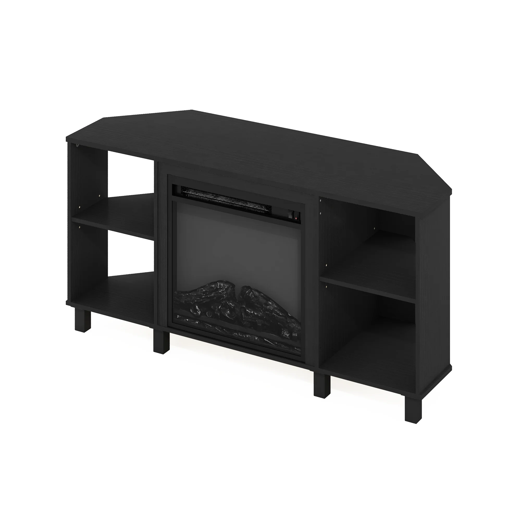 Furinno Jensen Corner Fireplce TV Stand with Metal Leg for TV up to 55 Inches, Americano