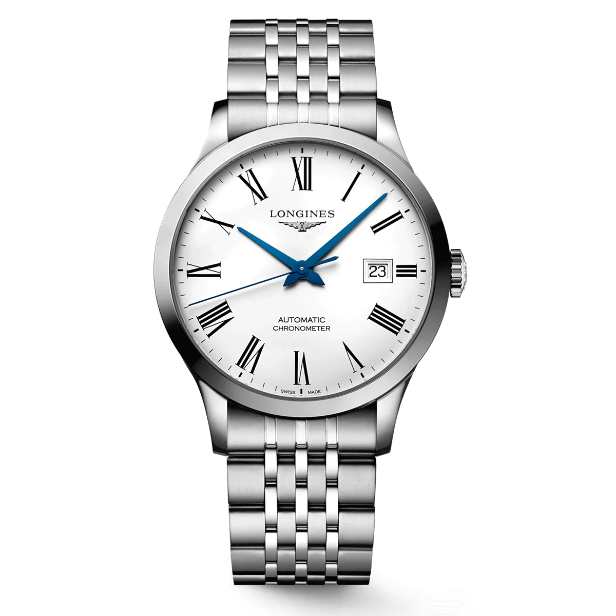 Longines Record 40MM Automatic White Dial Stainless Steel Watch L28214116