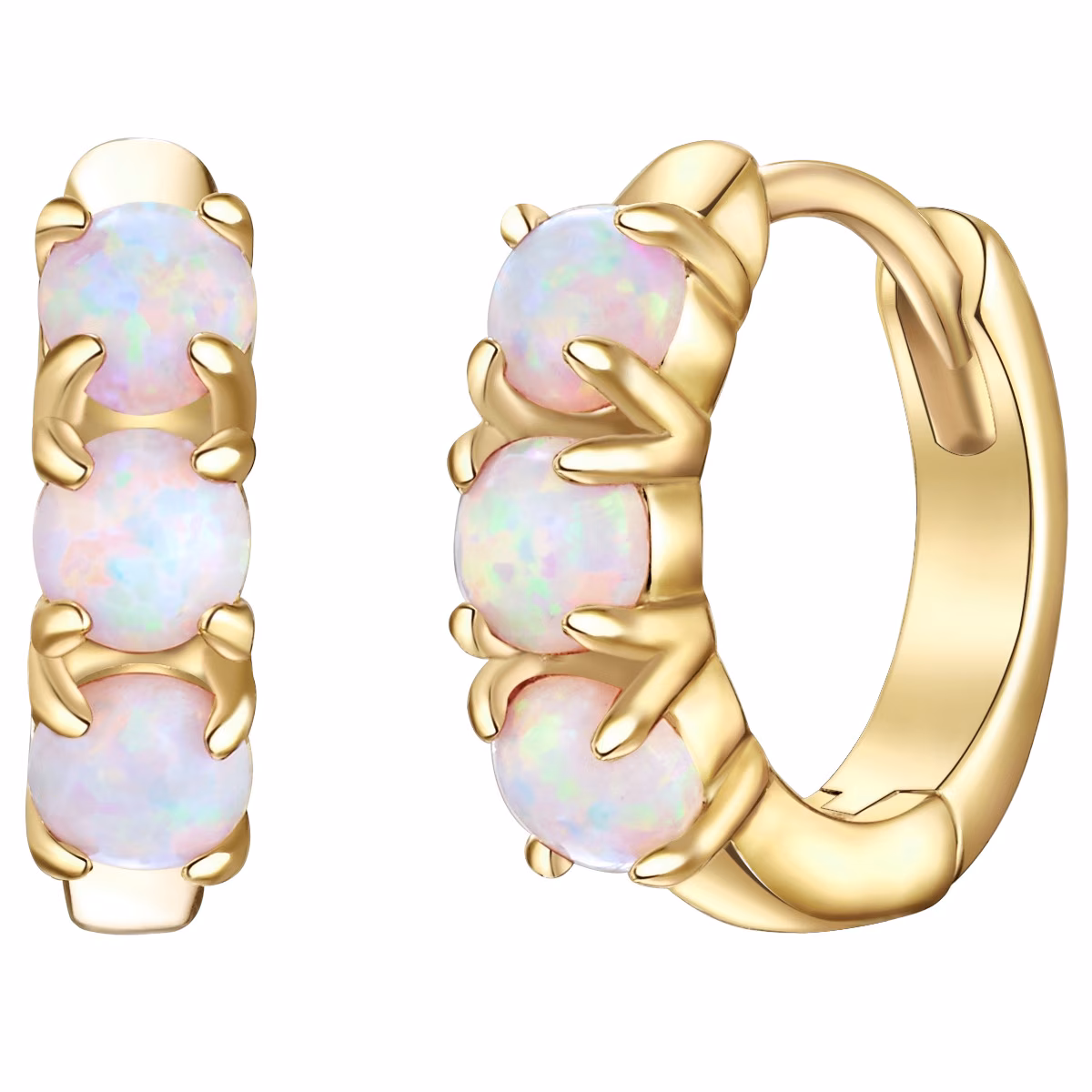 Creolen aus Sterling Silber in gelbgold mit Opal (synth.)