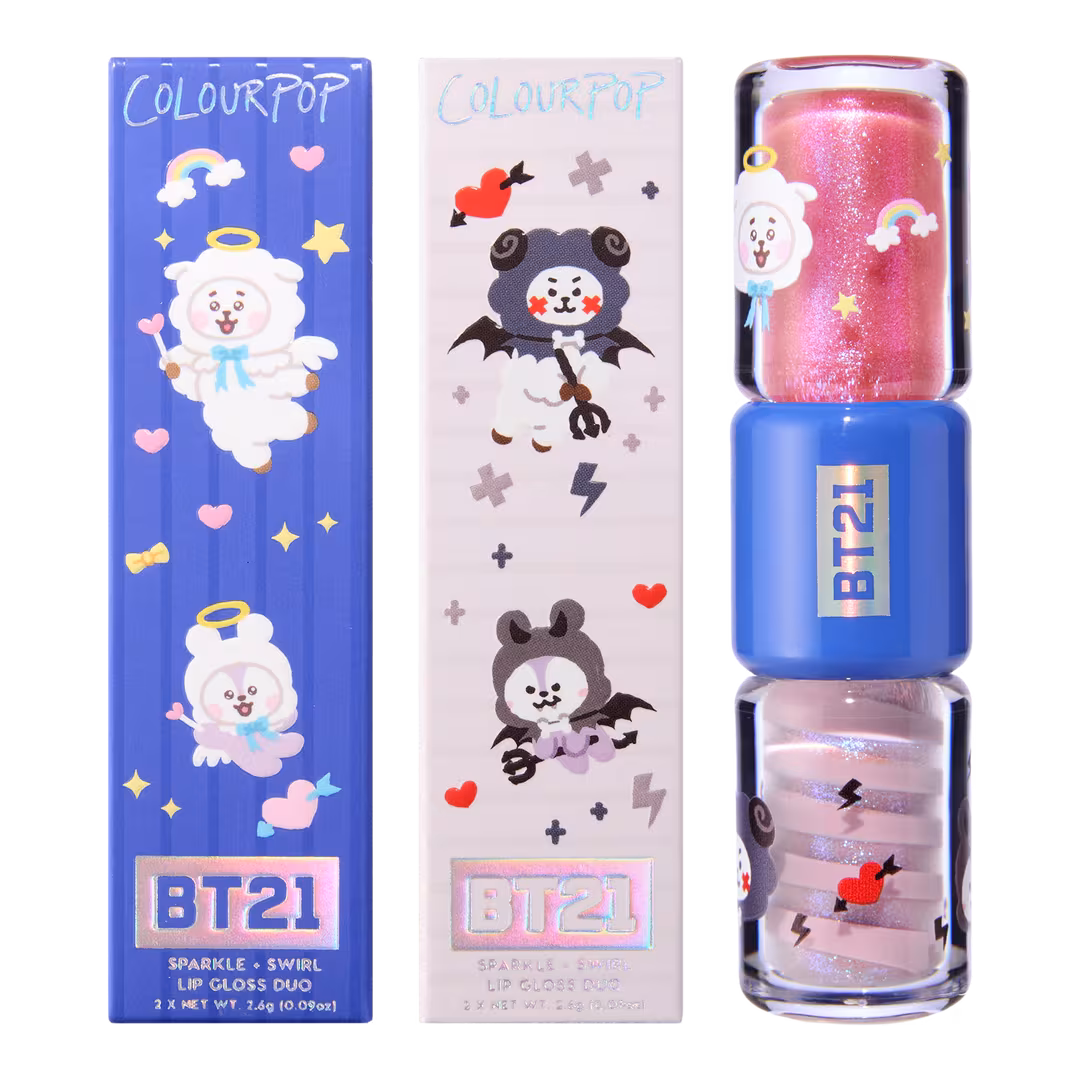 ColourPop  ColourPop X BT21 Sparkle + Swirl Lip Gloss Duo Fluffy N' Mysterious