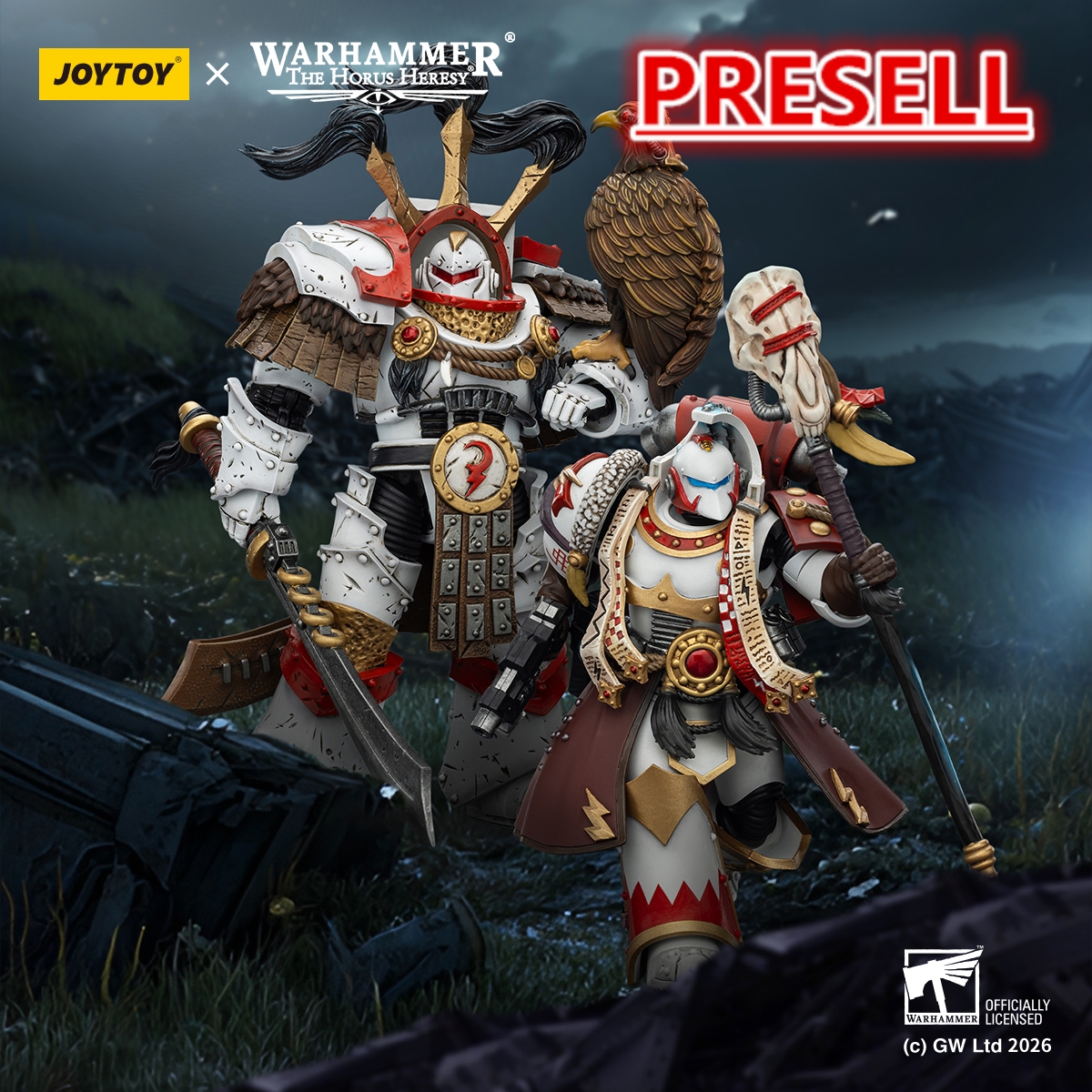 JOYTOY Warhammer 40K 1: 18 White Scars Stormseer Consul and Legion Praetor in Cataphractii Terminator Armour - JOYTOY WORLD