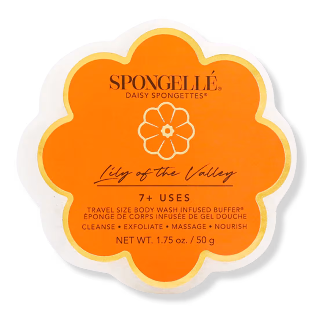 SPONGELLE  Lily of the Valley Daisy Spongette | Travel Body Wash Infused Buffer