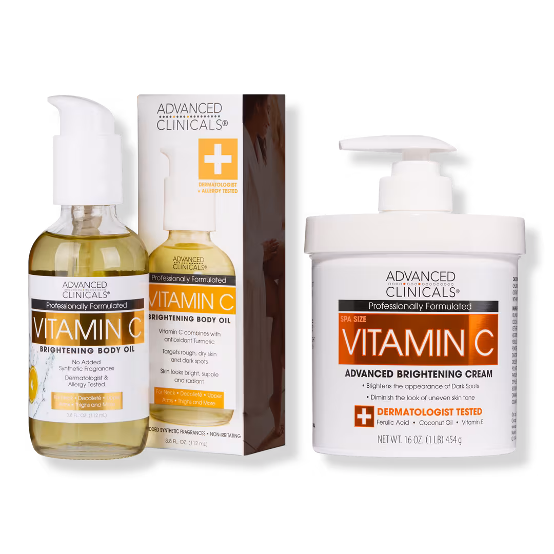 Advanced Clinicals  Vitamin C Brightening Body Cream & Oil Bundle