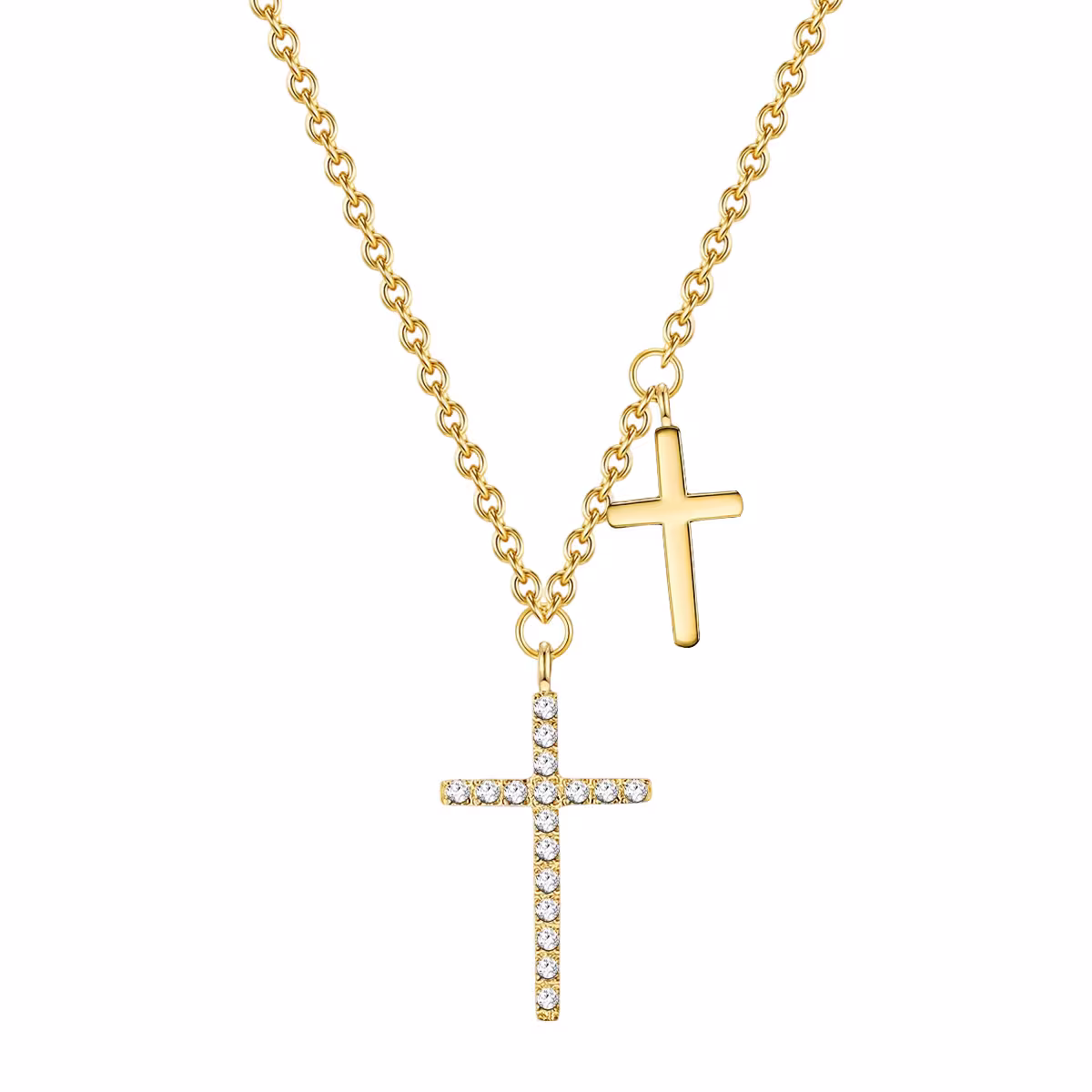 Halskette Kreuz Edelstahl Zirkonia in Gelbgold