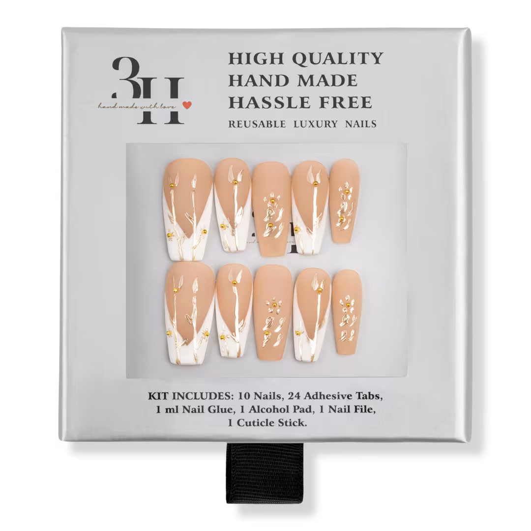 3H Nails  Fall Fields Medium Square Press-On Nails