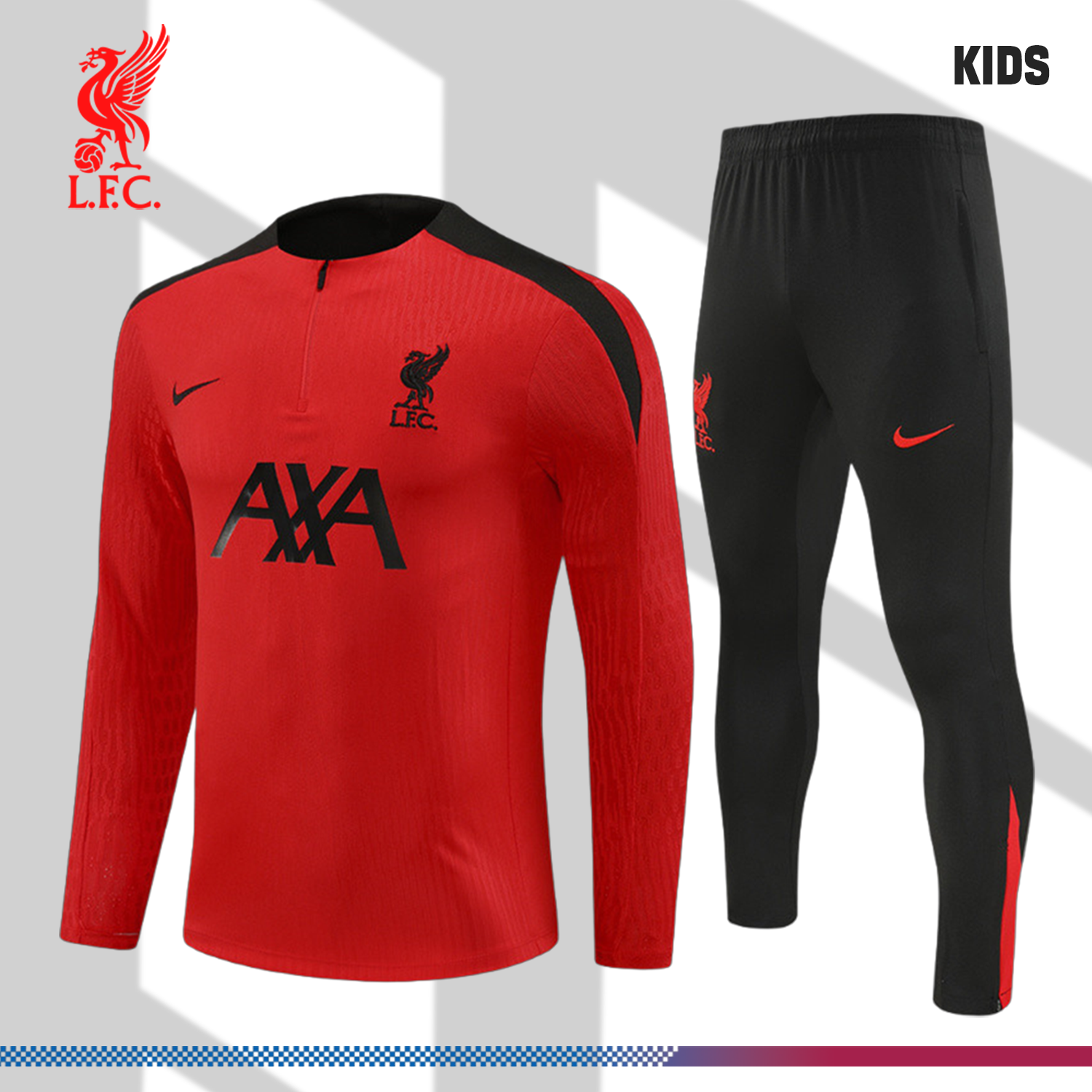 2024/2025 Liverpool Red Kids Half Zip Training Clothes (Kids Kit)