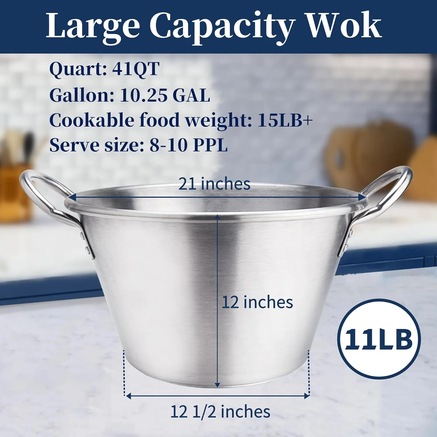 41QT Mexican Cazo Para Carnitas Set, 200,000BTU Propane Burner, 21" Heavy Duty Outdoor Wok Set, Great for Carnitas, Braising, Seafood Boiling, Inoxidable Wok comal Fry