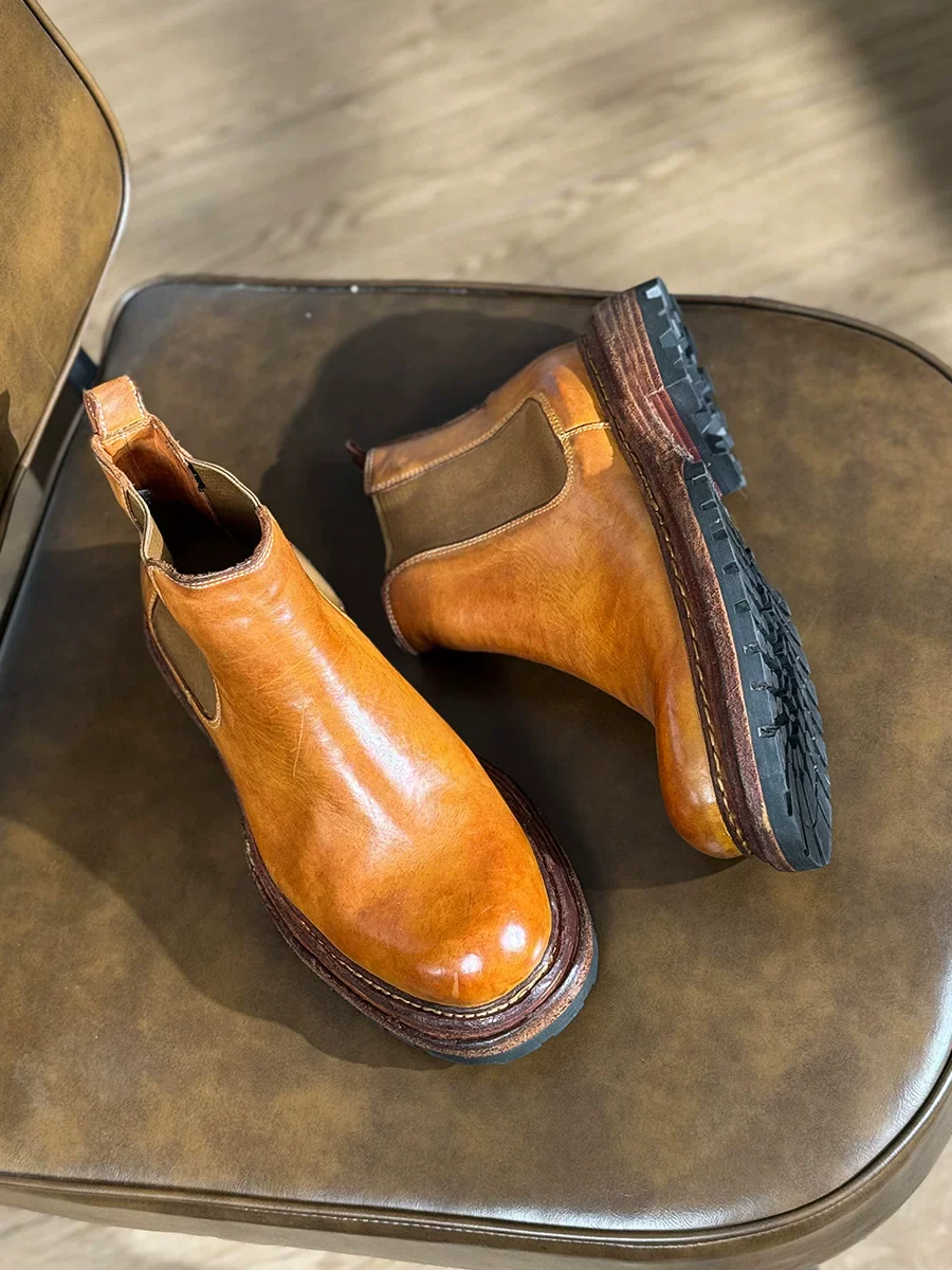 Autumn and winter handmade Goodyear Chelsea boots