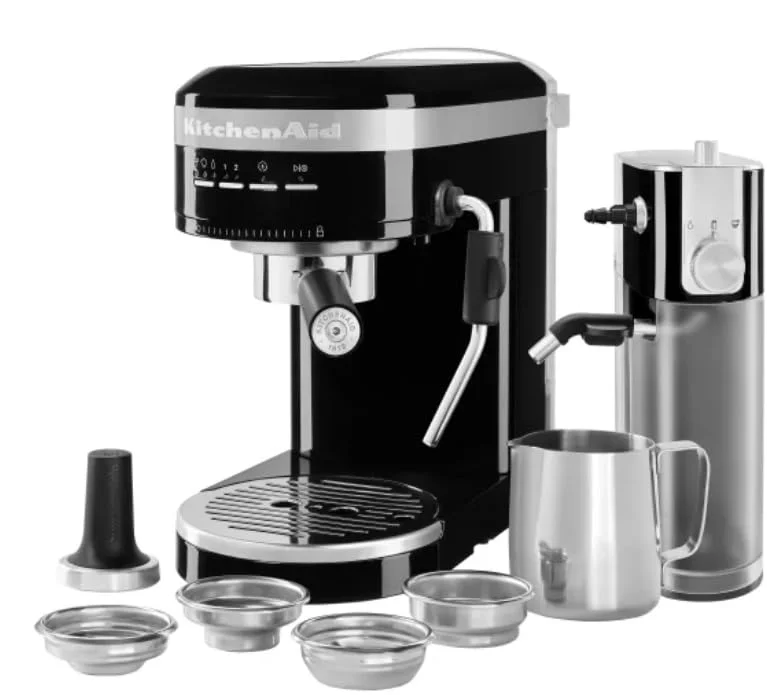 KitchenAid Metal Semi-Automatic Espresso Machine and Automatic Milk Frother Attachment Bundle