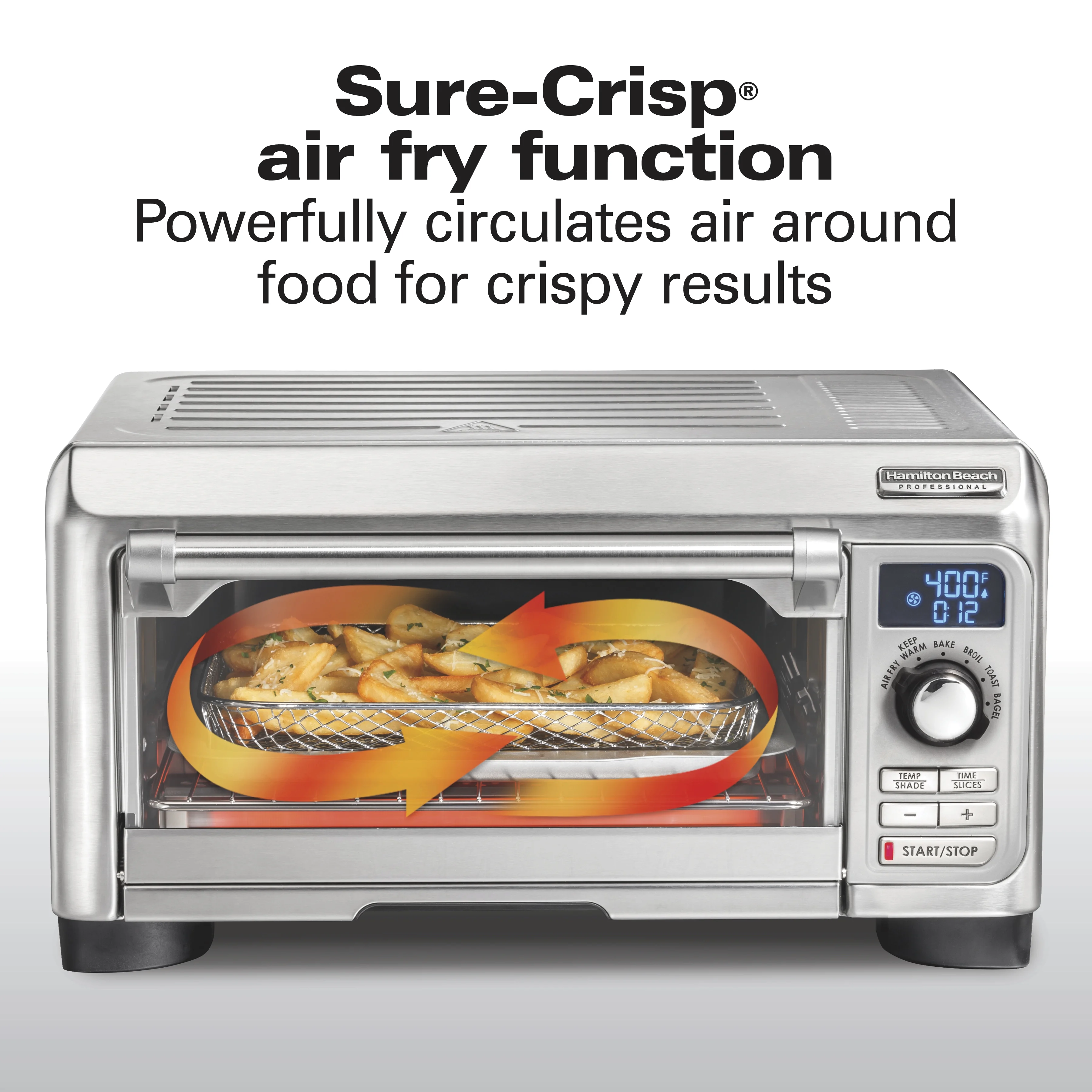 Hamilton Beach Professional Sure-Crisp Air Fryer Toaster Oven Combo with 6-in-1 Functionality, Stainless Steel