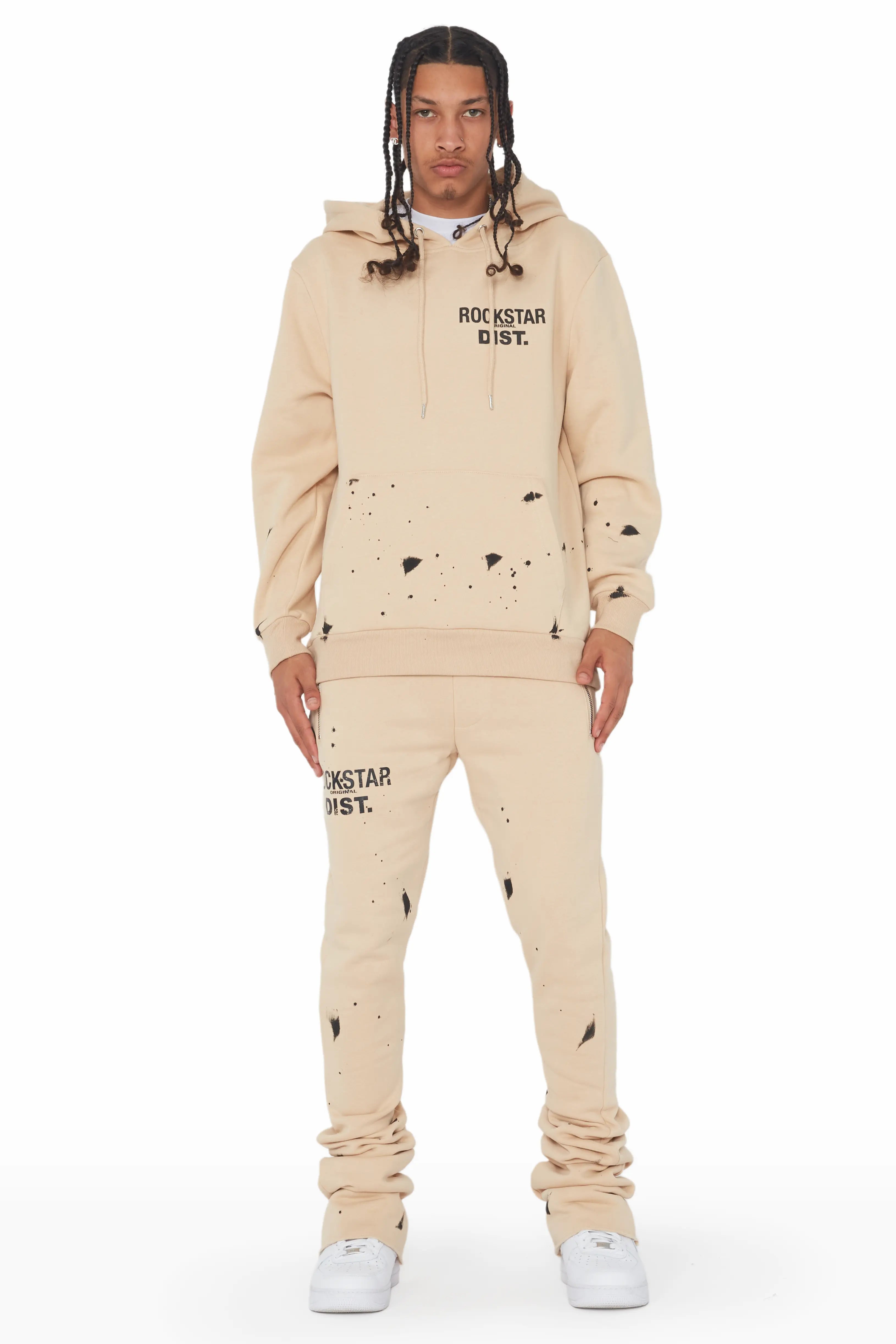 Raffer Tan Hoodie/Stacked Flare Pant Set