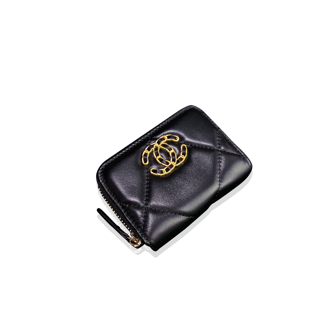 Chanel Lambskin Zip Coin Purse card holder WALLET