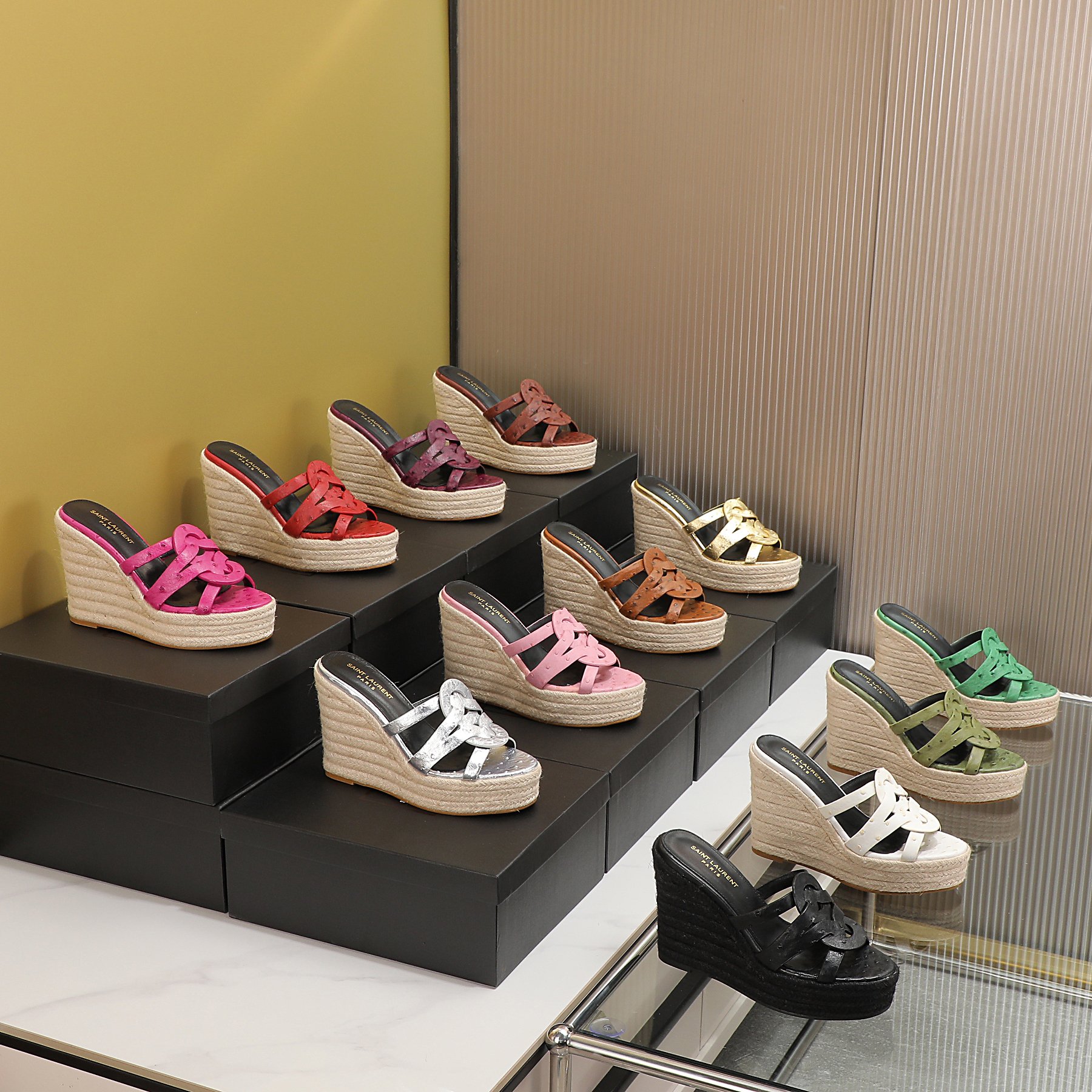 YSL Braided Wedge Sandals