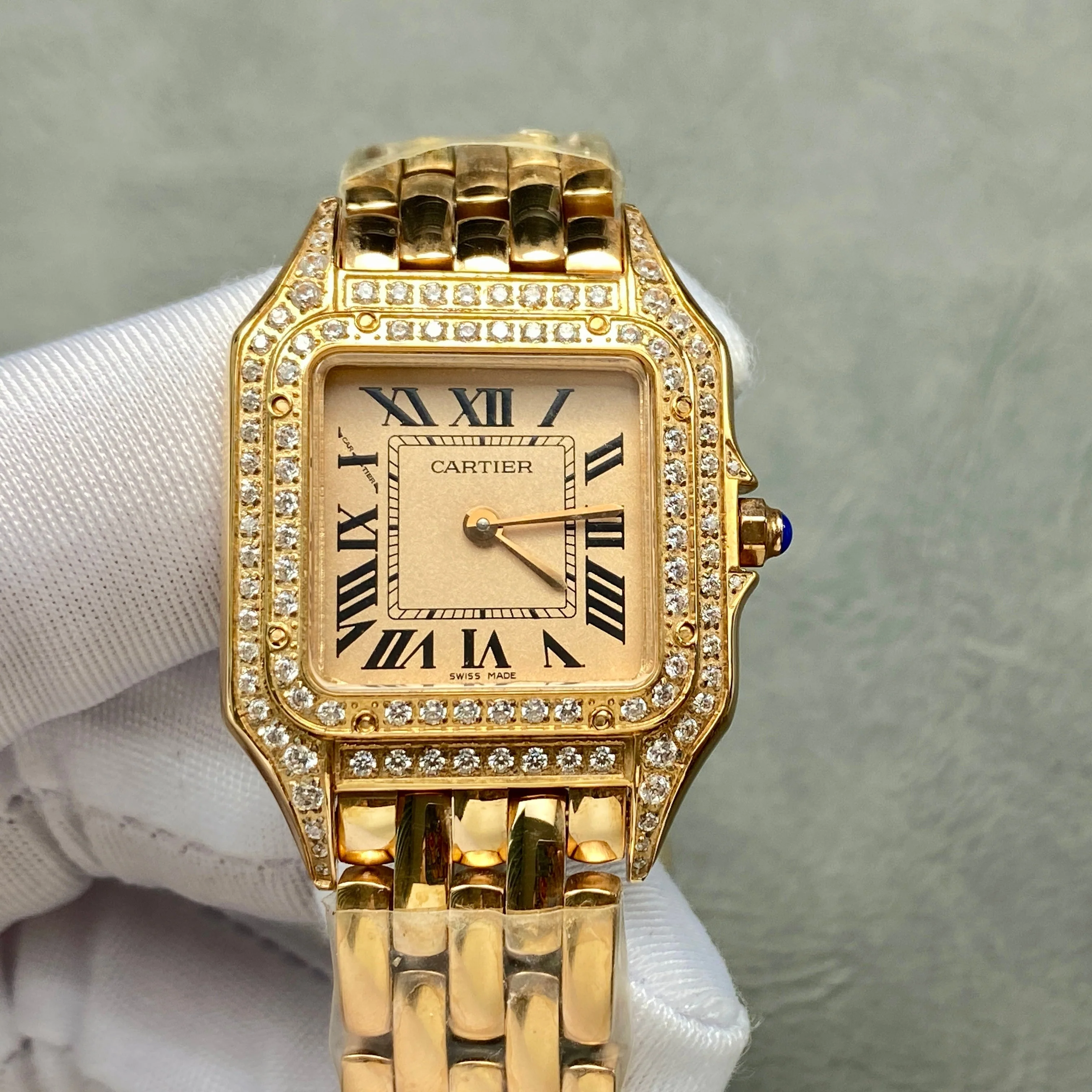 Cartier Watch Panthere 27mm Pink Gold Case Diamond Bezel
