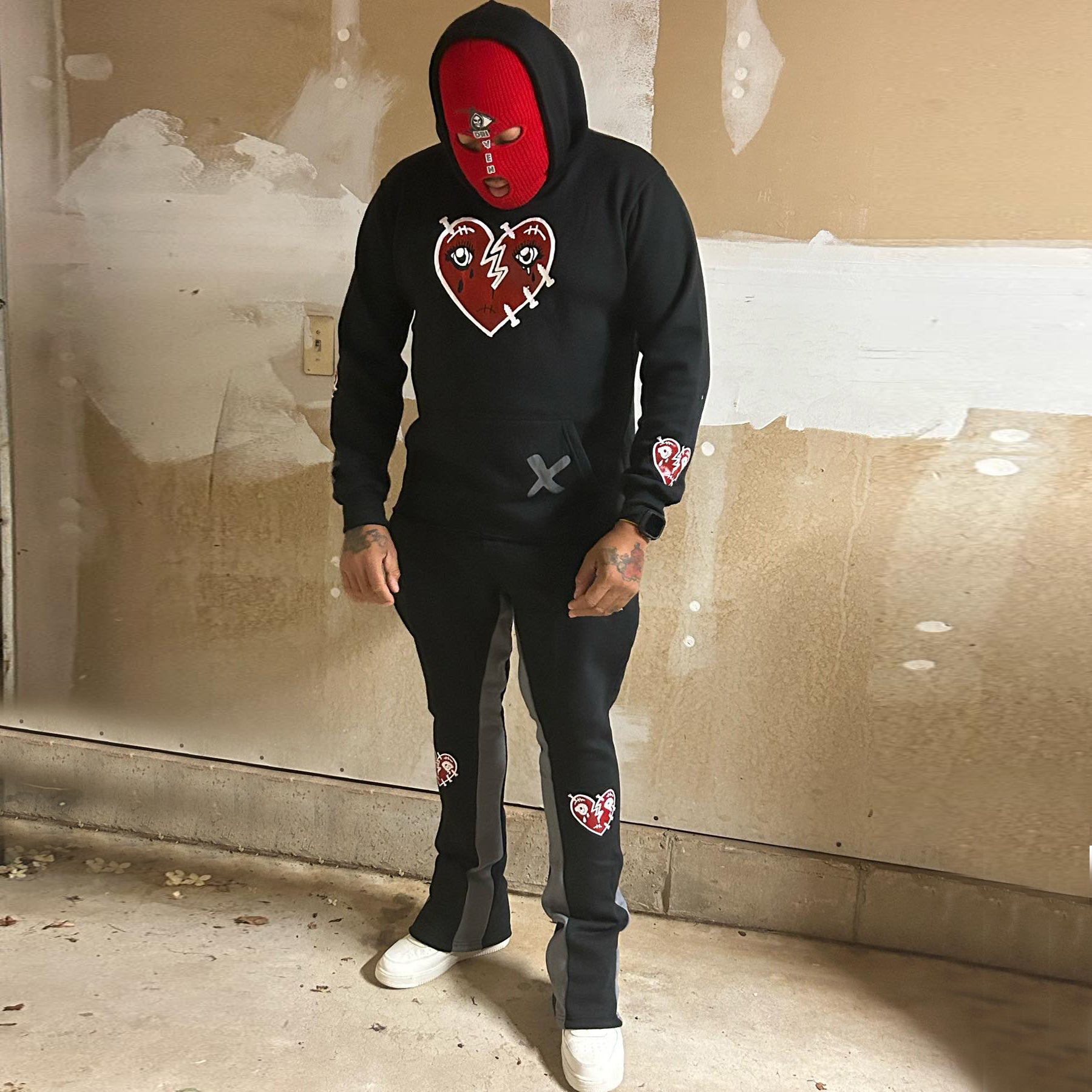 Fashionable love sports style hoodie set