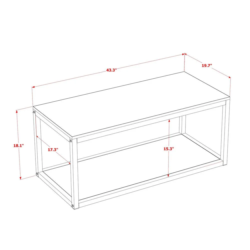 East West Furniture Norwich Metal and Wood Coffee Table in Black/Walnut