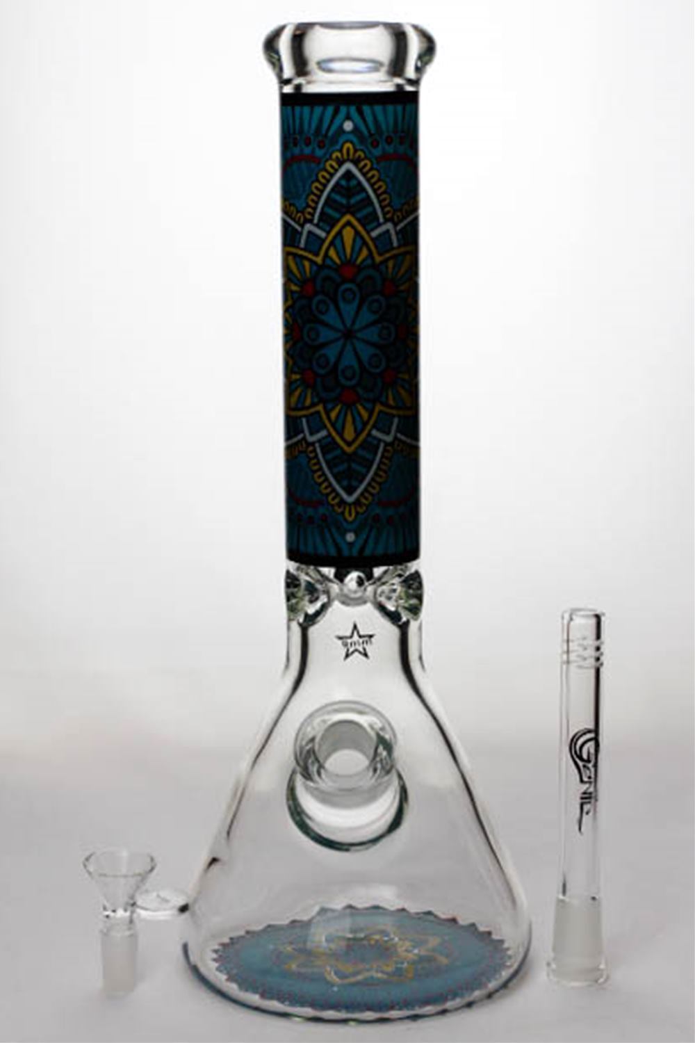 14 geometric design heavy glass beaker water bong