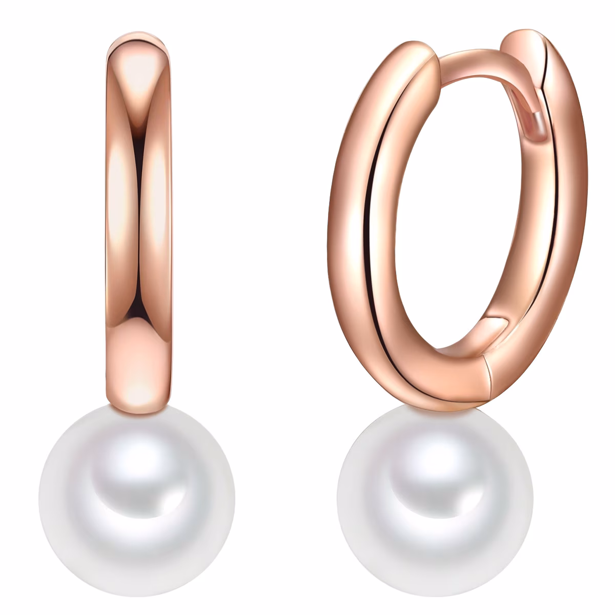 Creolen Sterling Silber Süßwasser-Zuchtperle in Roségold