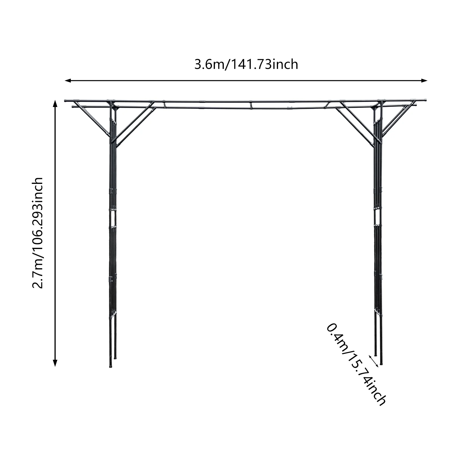 Black Garden Trellis Supersize Flattop Garden Arch for Wedding,141.7