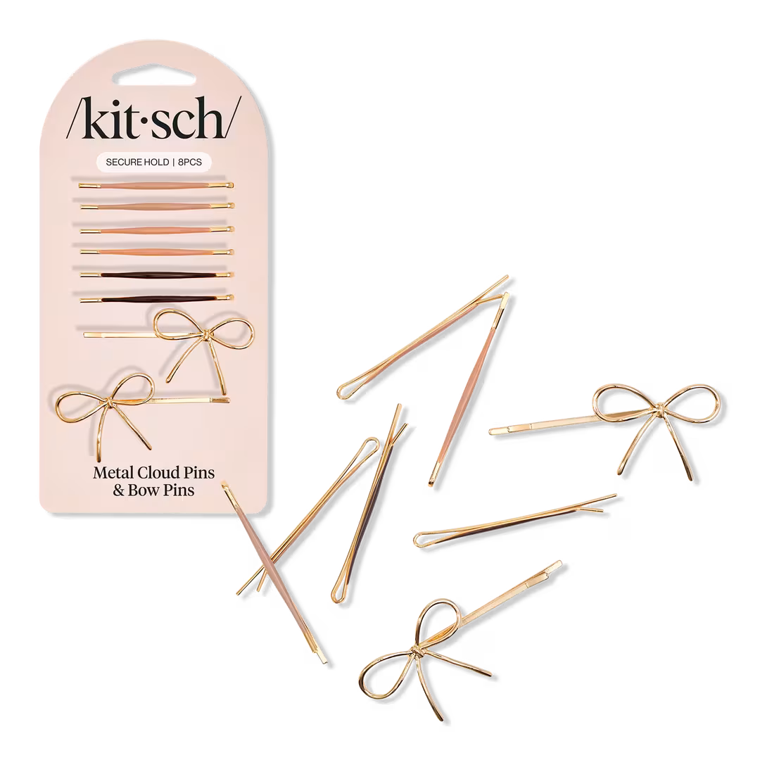 Kitsch  Metal Enamel Puffy & Bow Bobby Pins