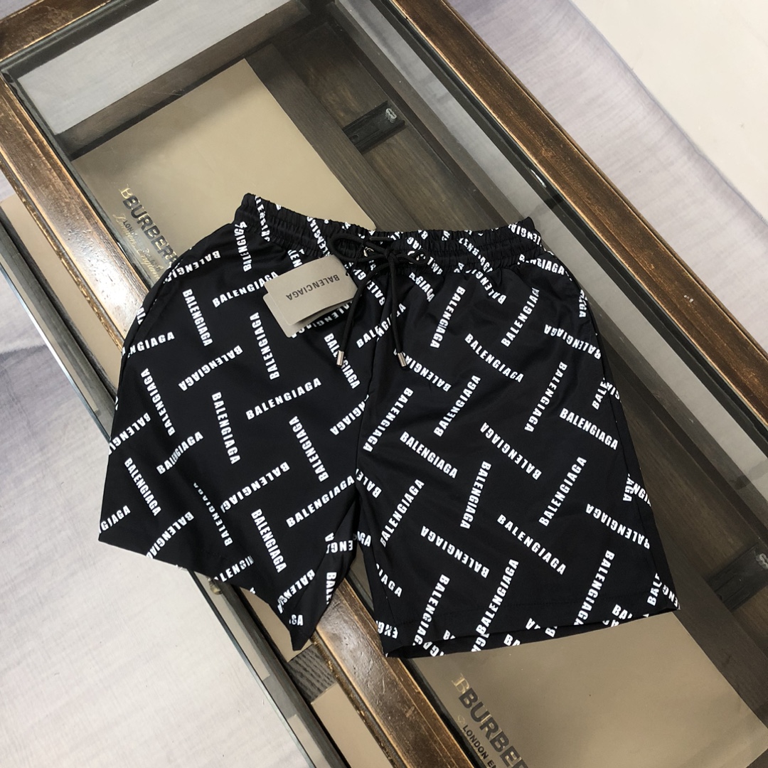 Balenciaga Style All-Over Diagonal Monogram Logo Shorts