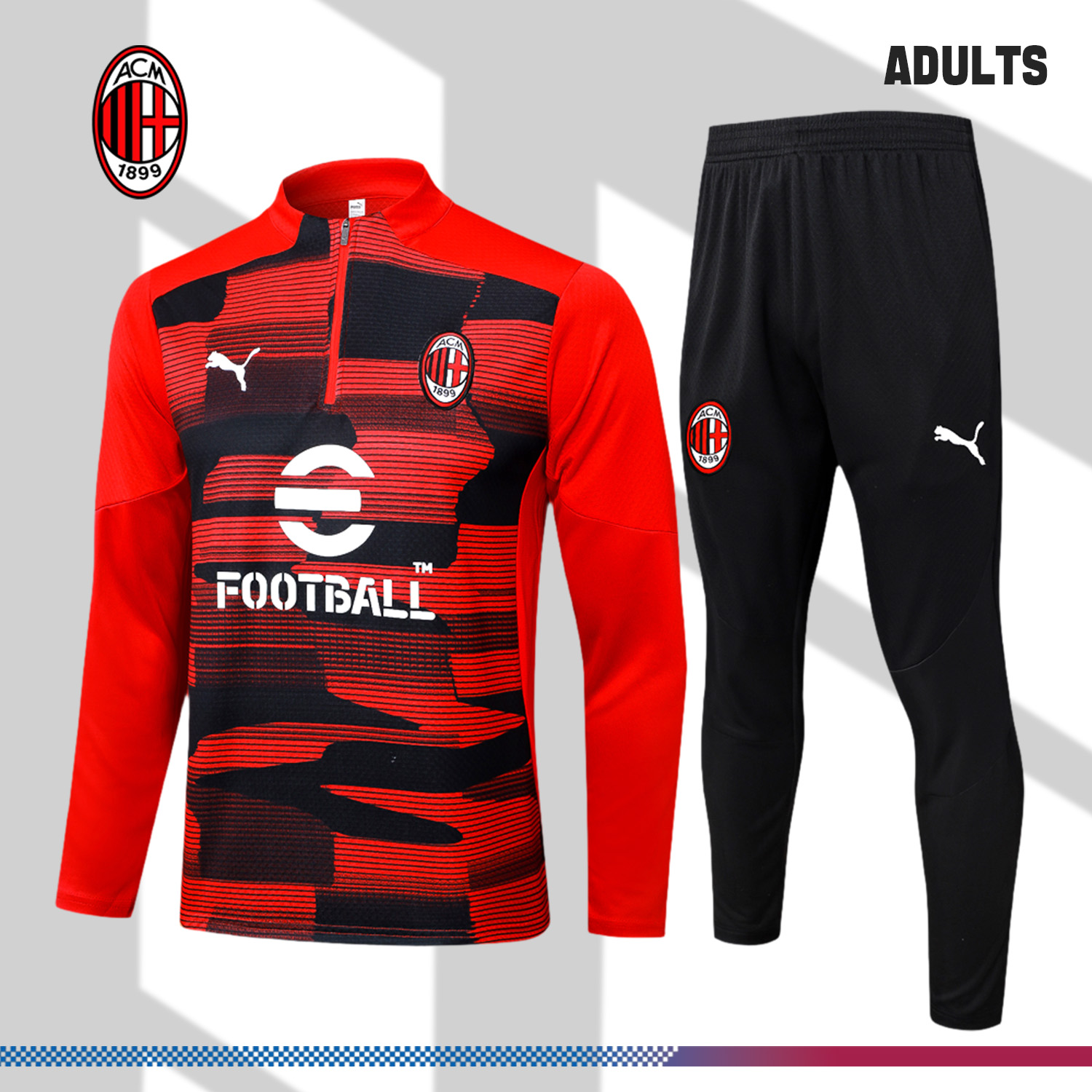 2024/2025 AC Milan Red Adult Half Zip Training Suit (Adult Kit)