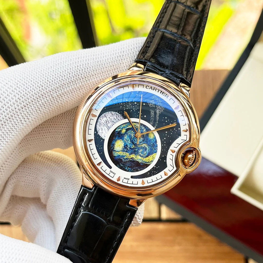 Cartier Watch Men Bleu Balloon 44mm Leather