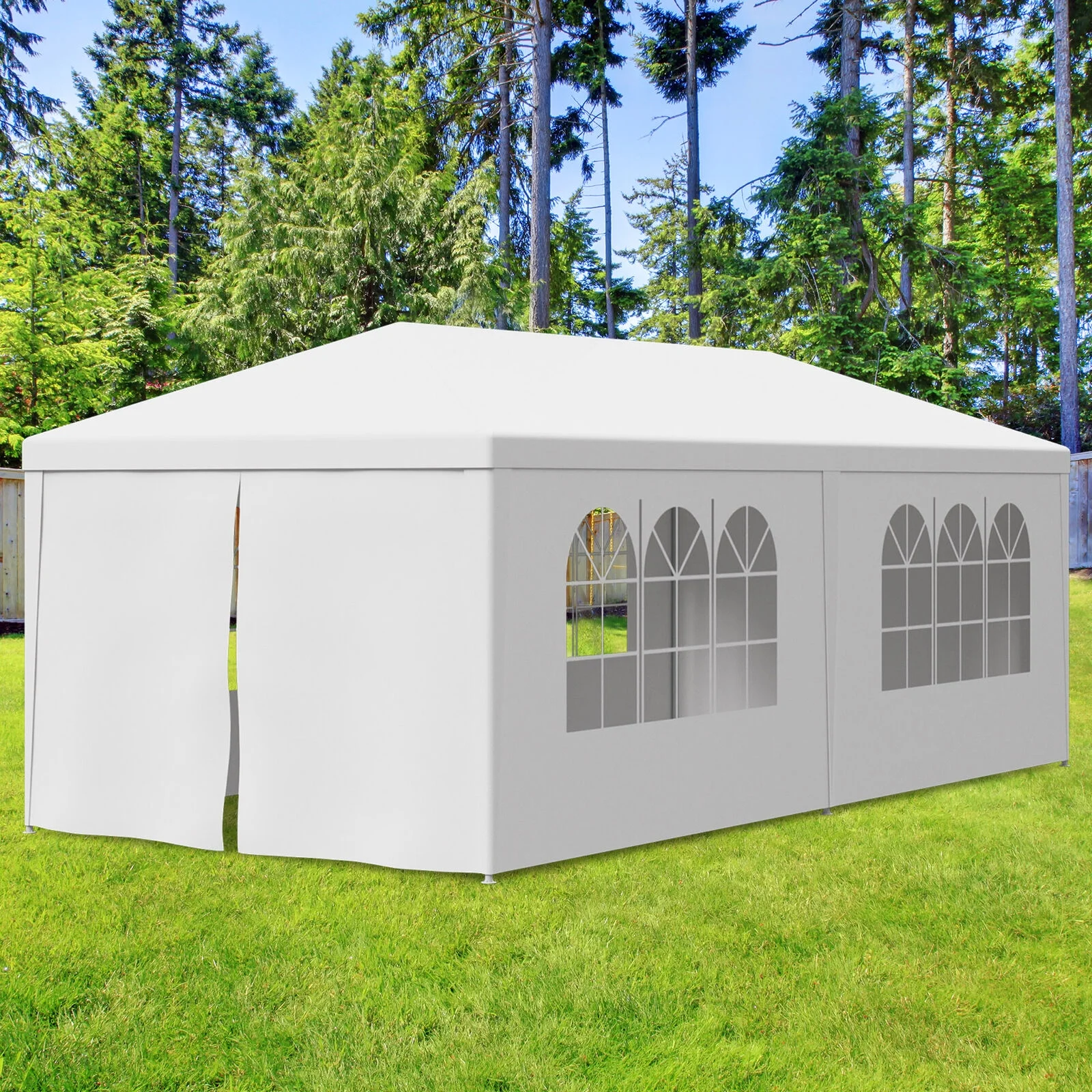 10' x 20' Outdoor Party Tent, Heavy Duty Canopy Event Wedding Tent for Parties Backyard Patio, White