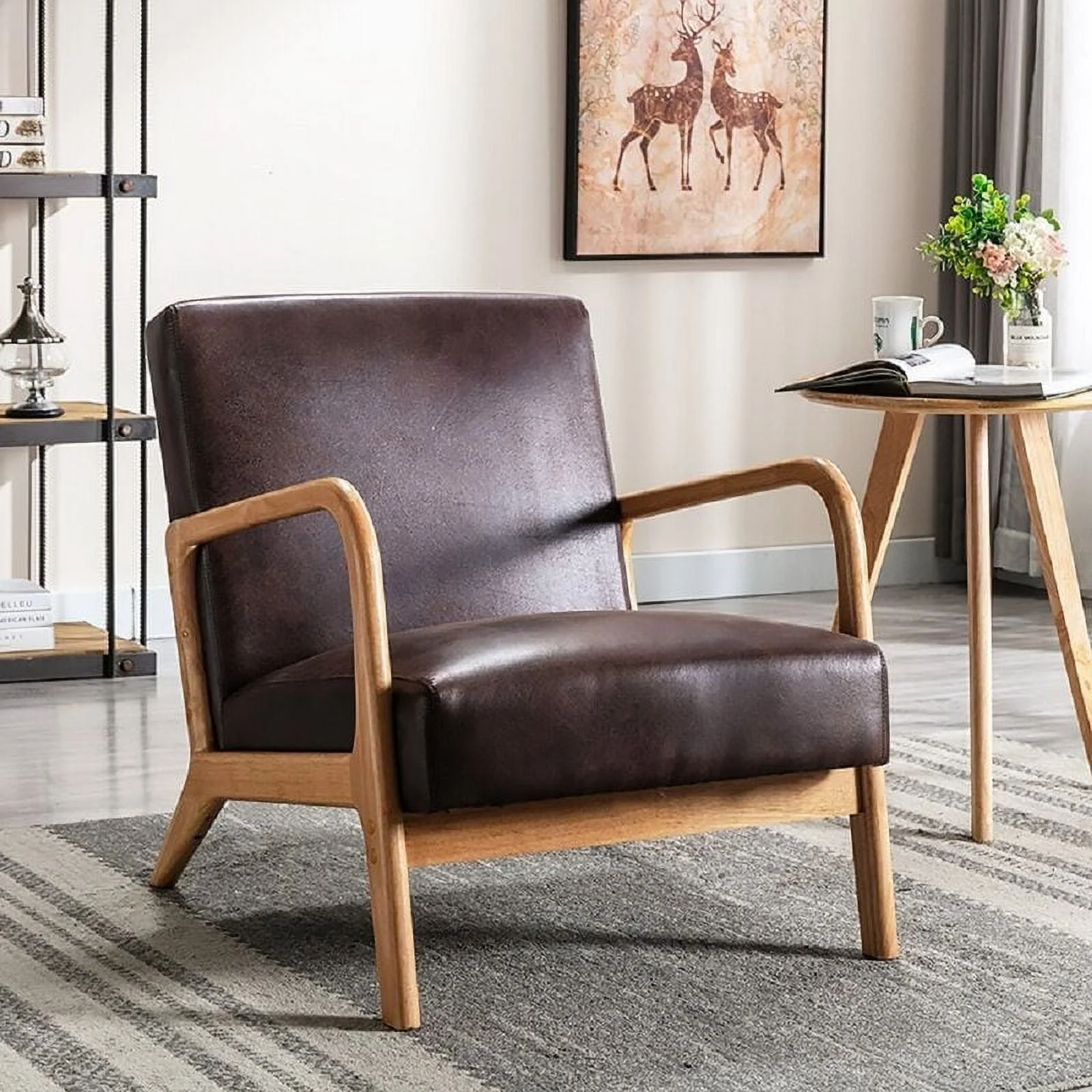 US Pride Furniture Glostrup Mid-Century Modern Vintage Armchair Brown