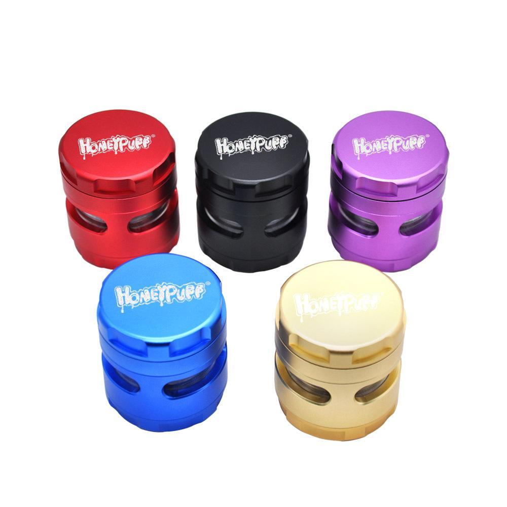Honeypuff 4 Layer Herb Grinder with Transparent Window 61 MM (7 Color)