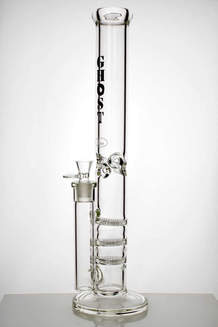 18 Ghost thick glass Thriple Flat Diffuser water bong