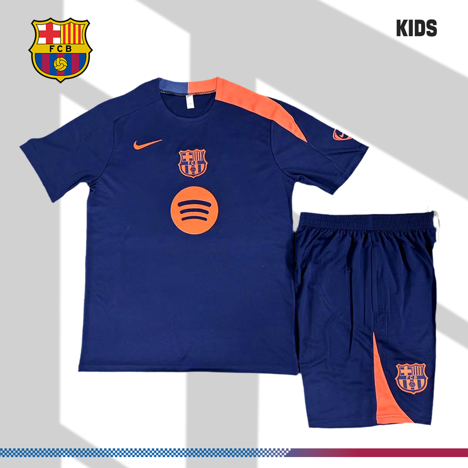 2025/2026 Barcelona Kids Short Sleeve Training Clothes (Kids Kit)
