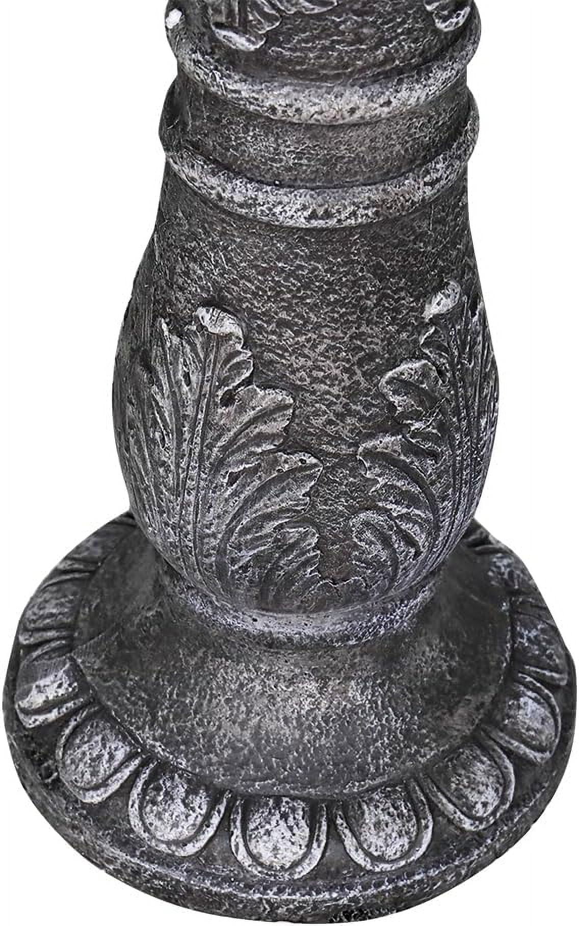 24.4" H Cement Bird Bath for Garden- Fibre Reinforced Concrete Bird Baths for Outdoors, Large Size Vintage Carved Pedestal Birdbath for Patio, Yard, Lawn -20Dia. X 24.4H Bird Fountain