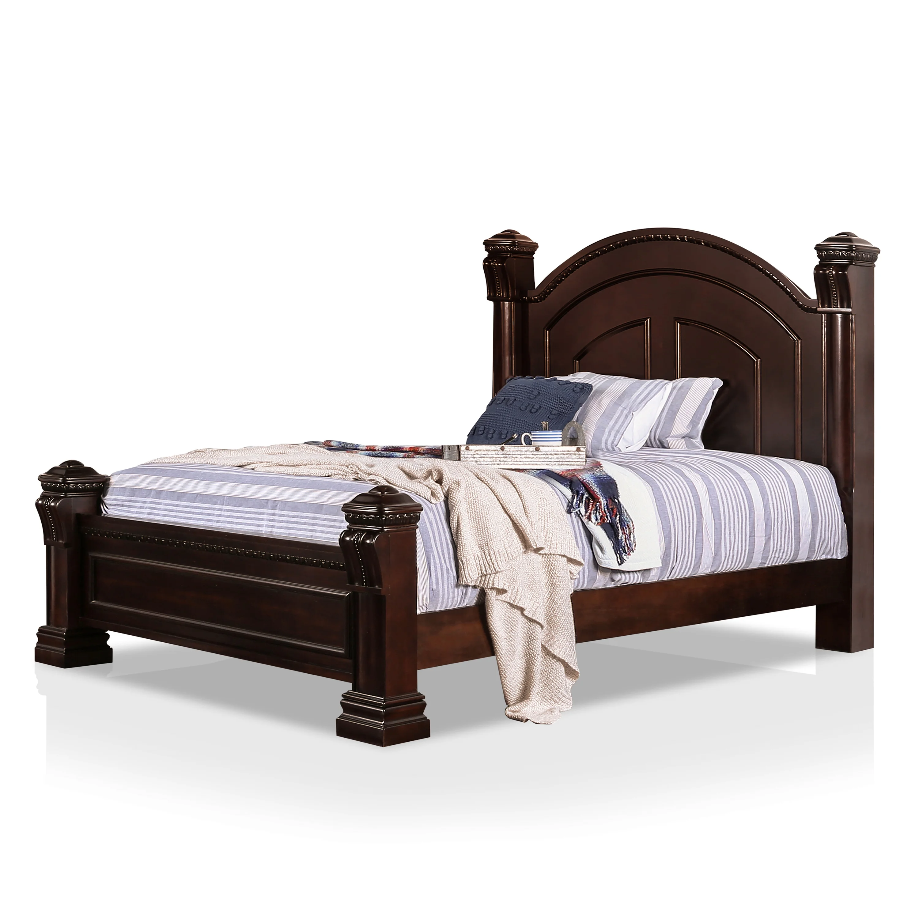 Furniture of America Nielene Wood Panel Bed, Queen, Cherry
