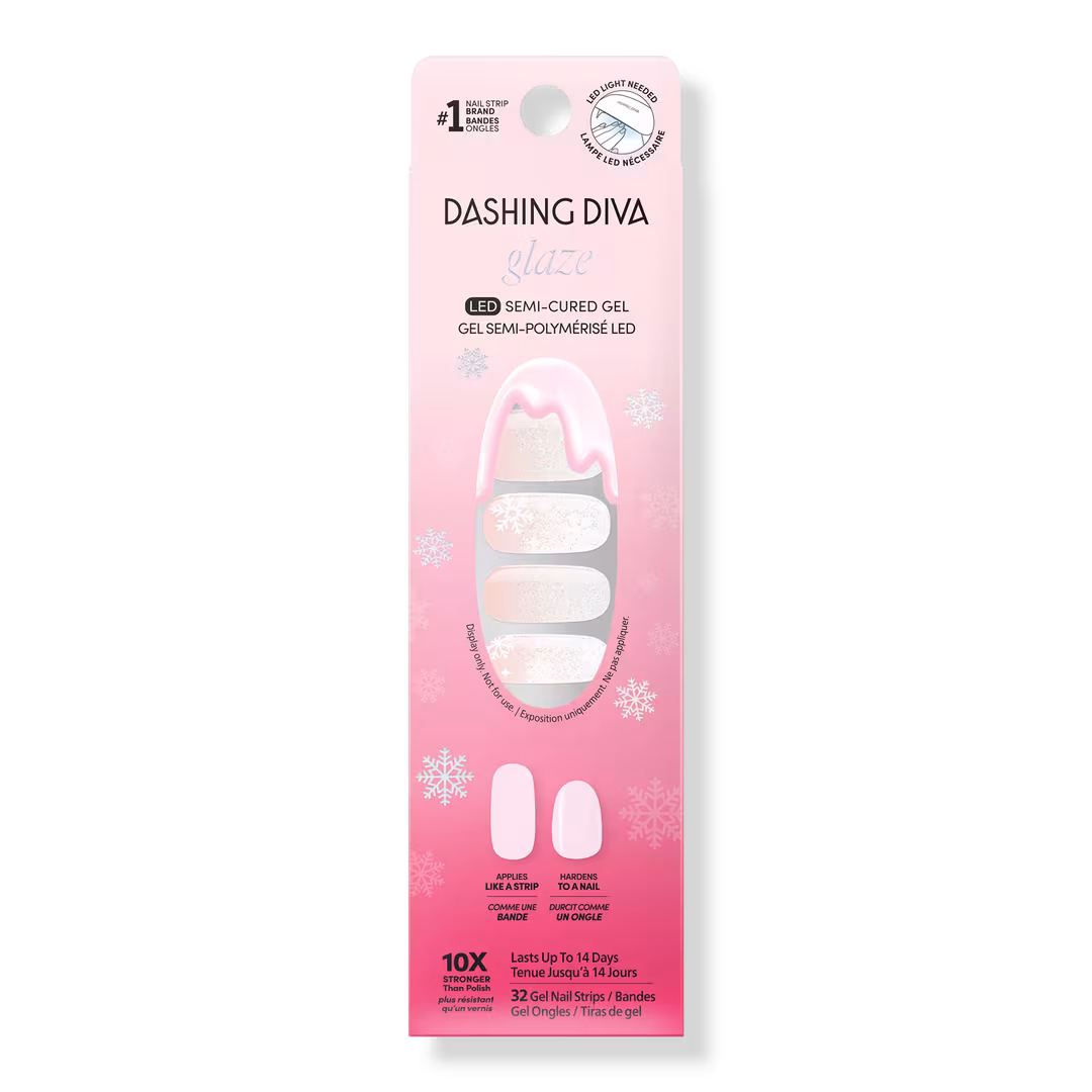 Dashing Diva  GLAZE DESIGN, Semi-Cured Gel Nail Strips, Snowglobe