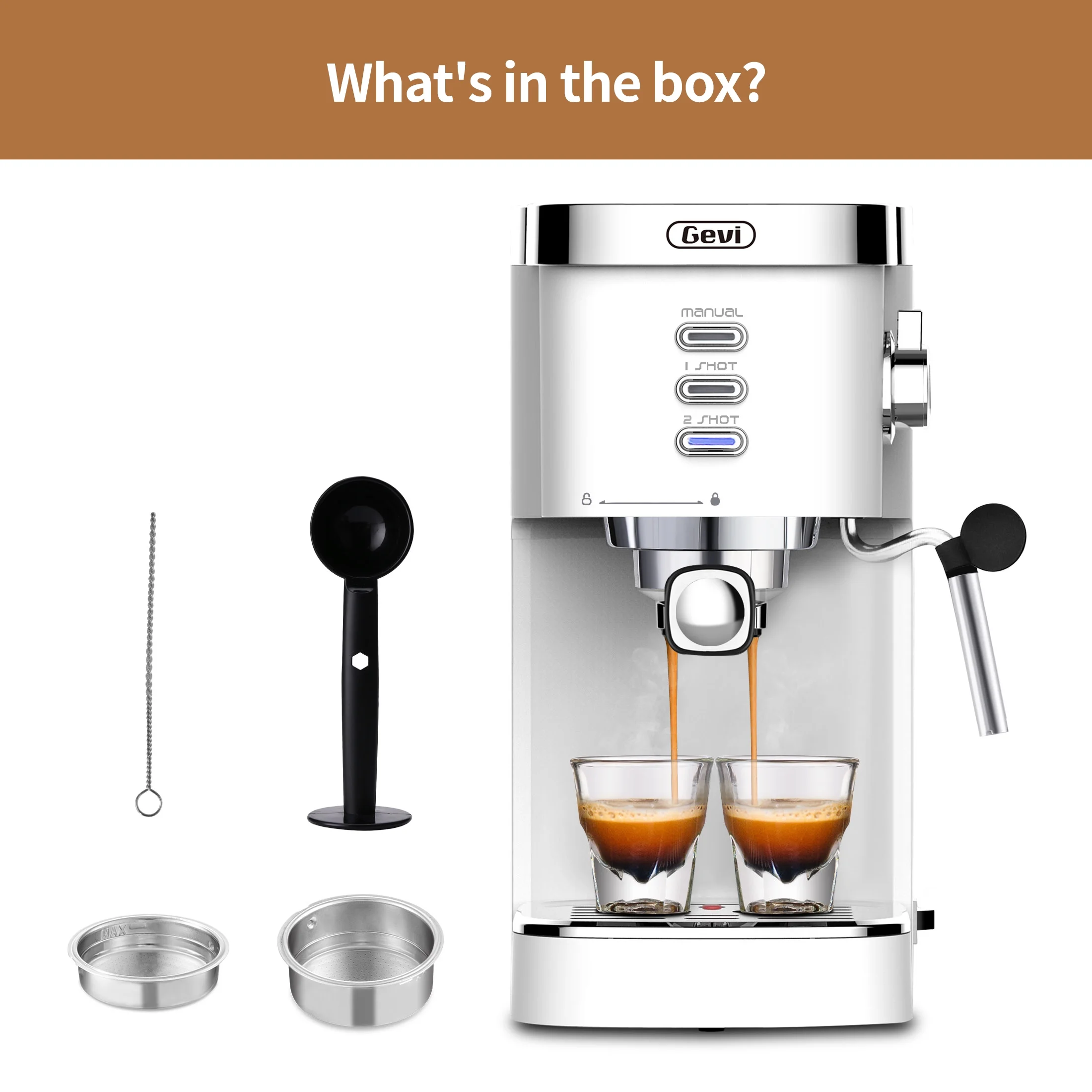 Gevi 20 Bar Espresso Machine, Coffee Maker with Milk Frother��White