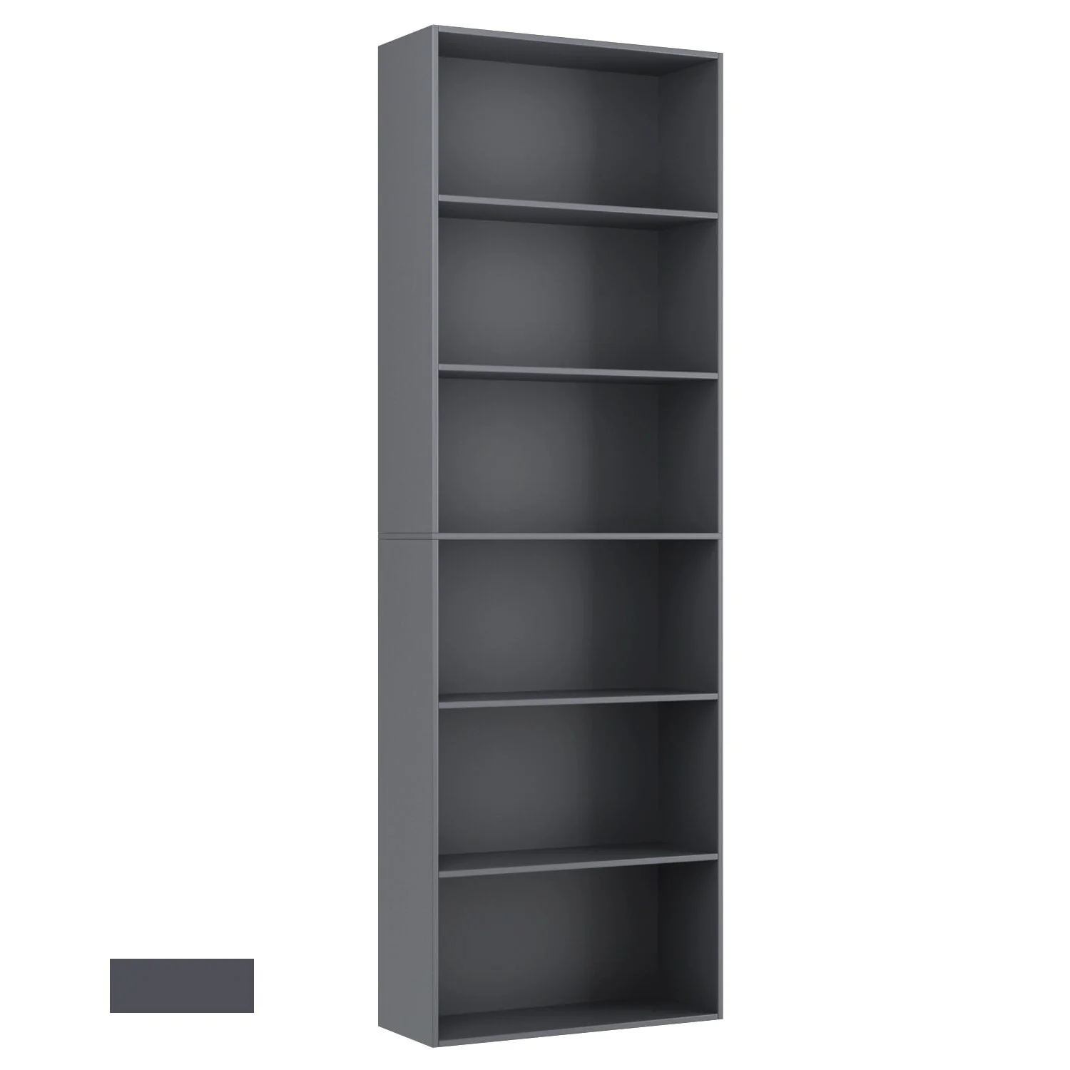 Homfa 6-tier Gray Bookshelf,  70.8" Tall Bookcase, Wood Shelving Unit for Office Living Room