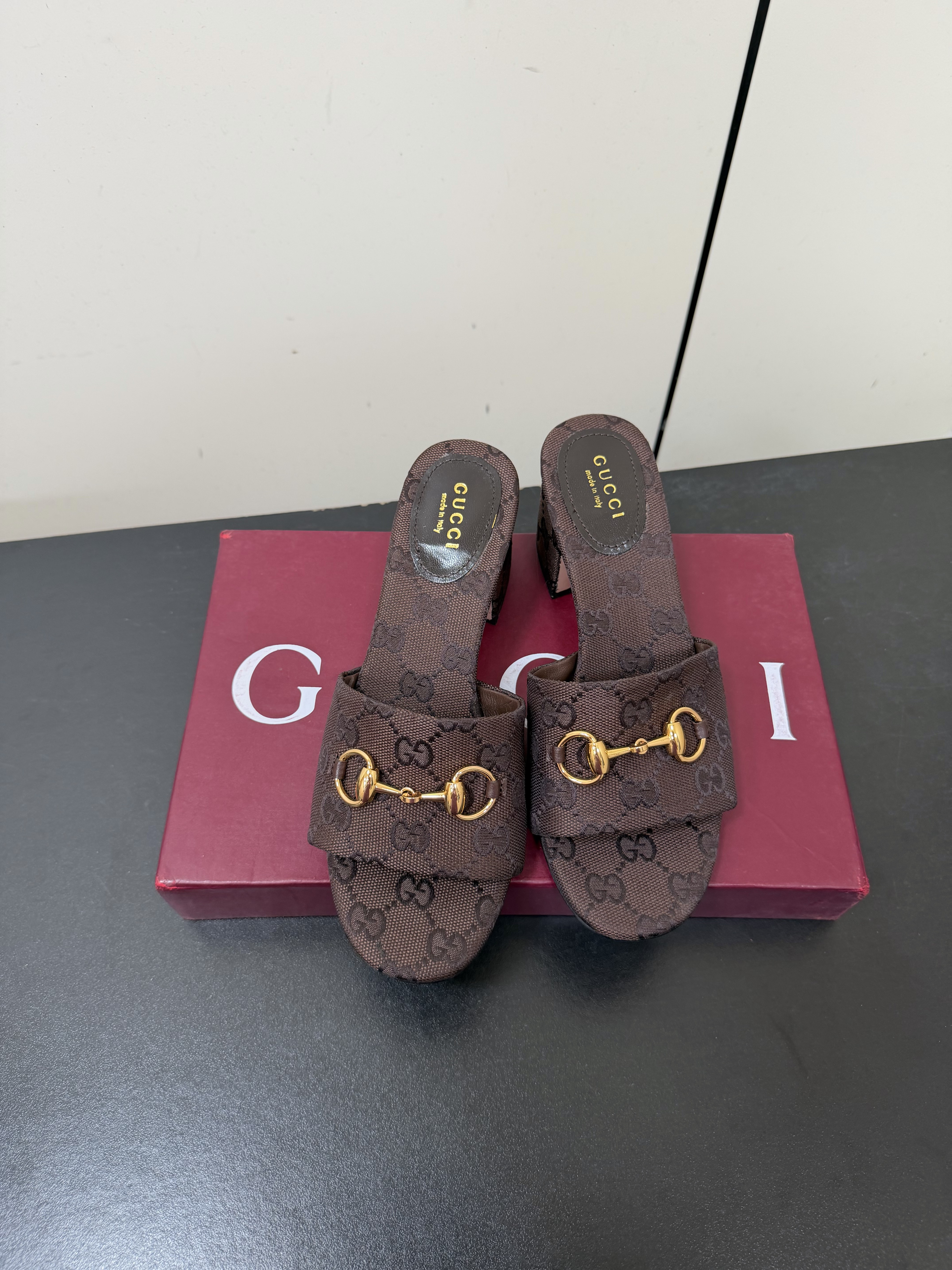 Gucci Horsebit Metal Buckle Chunky-Heel Slides