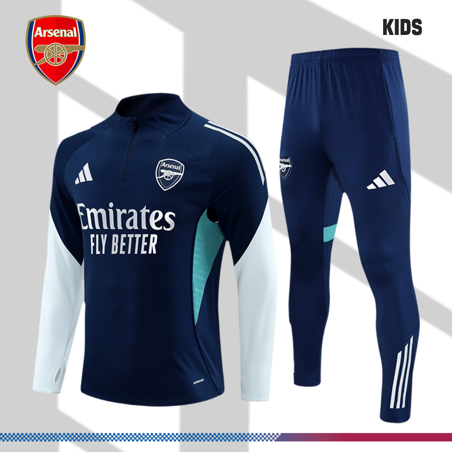 2025/2026 Arsenal Kids Half Zip Training Clothes (Kids Kit)