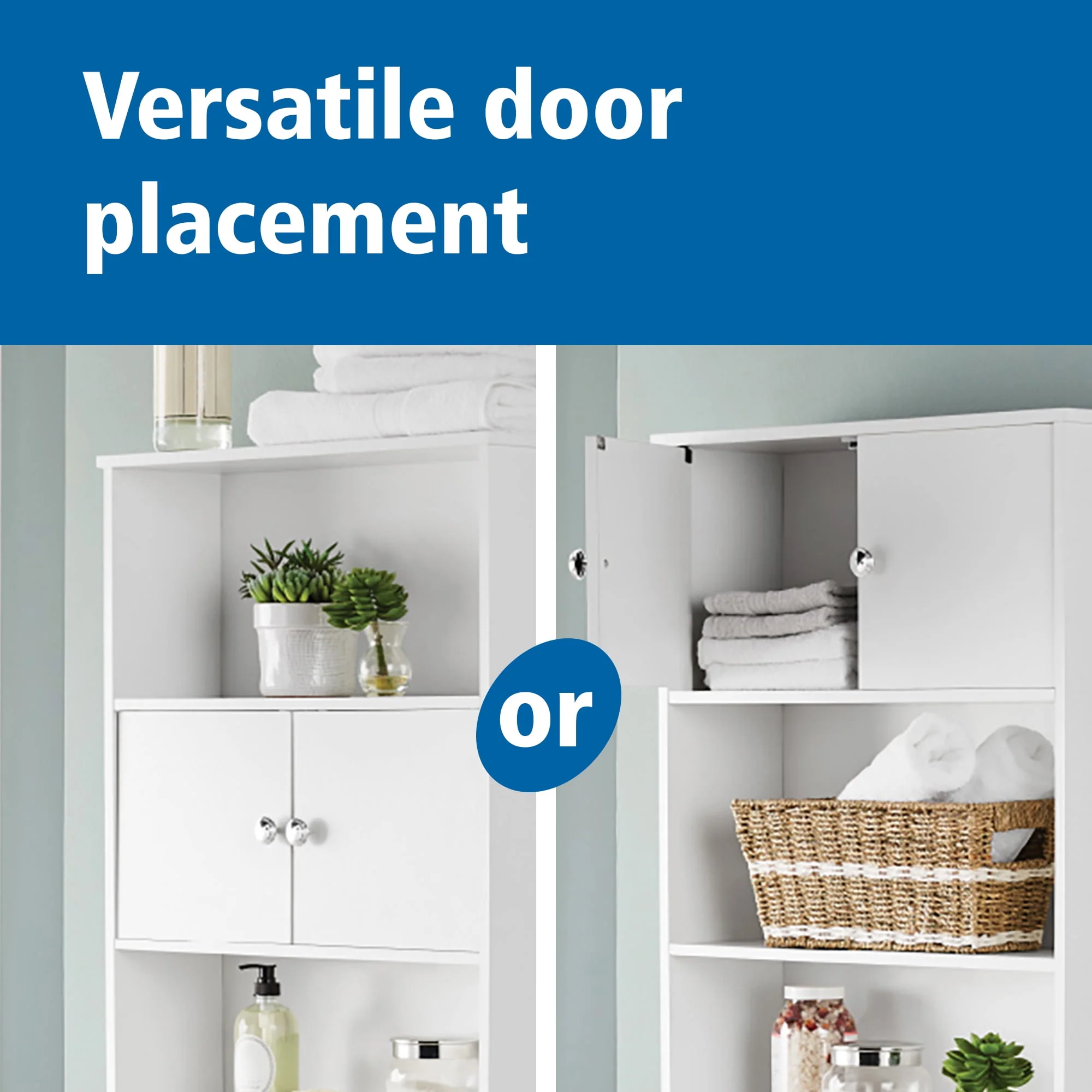 Sharemee 23in W Over the Toilet Space Saver Cabinet 3-Shelf Bathroom Storage, White