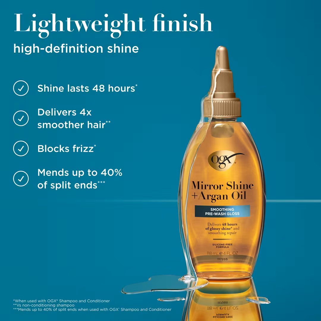 OGX  Mirror Shine + Argan Oil Smoothing Pre-Wash Hair Gloss
