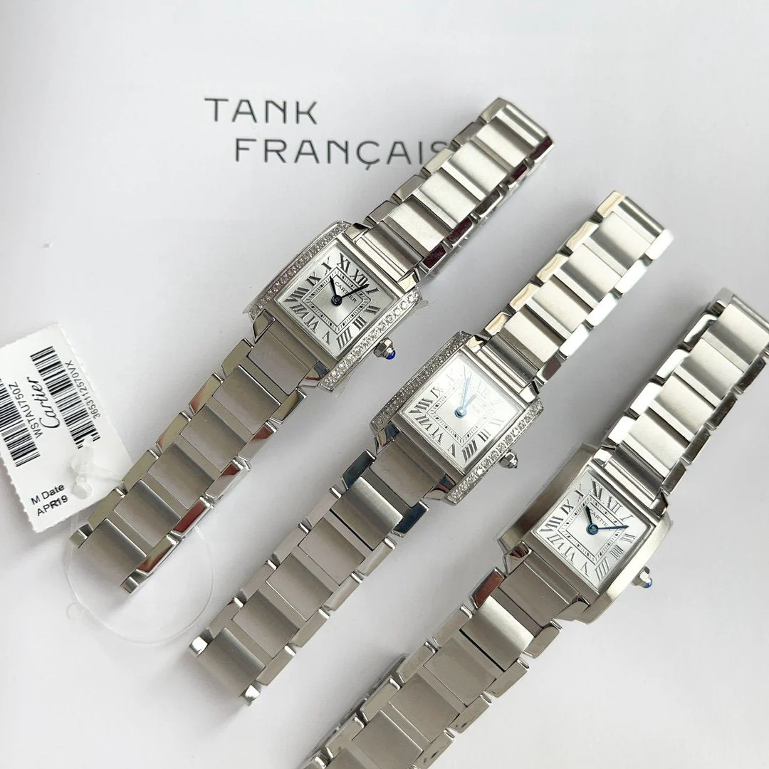 Cartier Watch TANK FRANCAISE 20 STEEL DIAMOND BEZEL WHITE DIAL